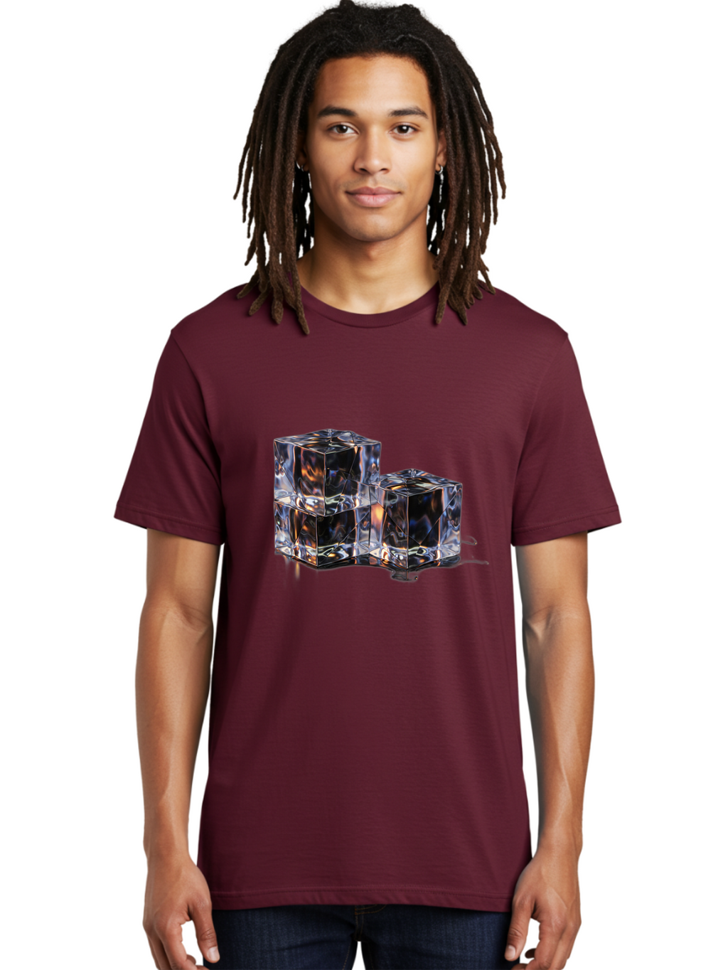 Crystal-Cubes Men'S Graphic Tee, 100% Cotton, Comfortable Casual Summer Wear, Machine Washable, Glass Cubes, Transparent Decor, Modern Lighting, Cube-Shaped Lamp, Minimalist Design, Contemporary Style, Sleek Furniture, Geometric Shapes Bac950