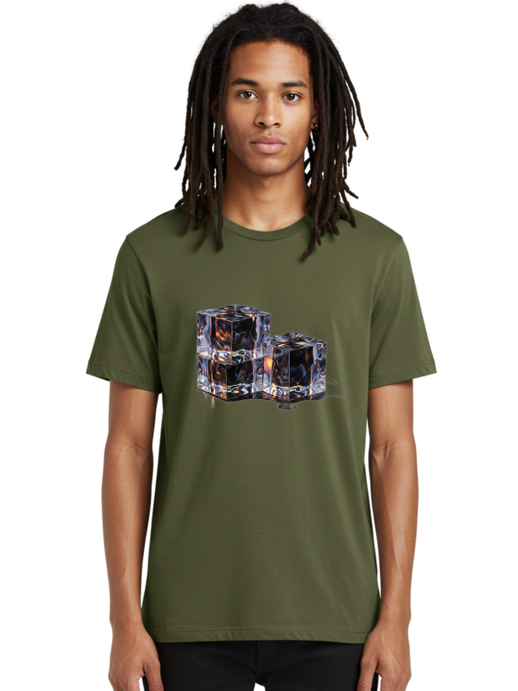 Crystal-Cubes Men'S Graphic Tee, 100% Cotton, Comfortable Casual Summer Wear, Machine Washable, Glass Cubes, Transparent Decor, Modern Lighting, Cube-Shaped Lamp, Minimalist Design, Contemporary Style, Sleek Furniture, Geometric Shapes Bac950