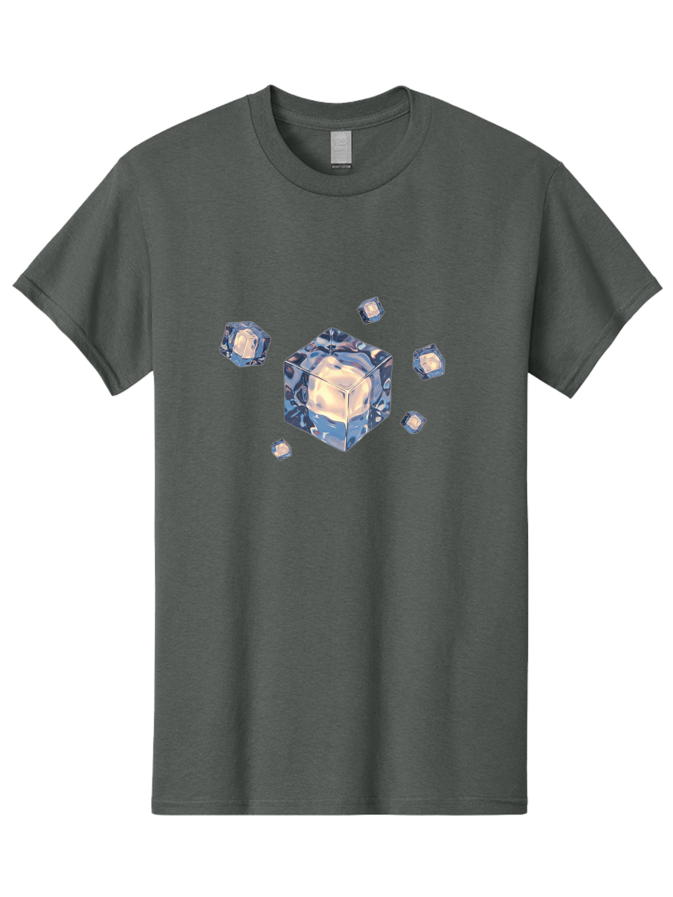 Cube Men'S Graphic Tee, 100% Cotton, Comfortable Casual Summer Wear, Machine Washable, Crystal Cubes, Shiny Surface, Reflective Quality, Blue And White Hues, Floating Cubes, Modern Design, Futuristic Elements, Abstract Composition, Digital Art Bac952