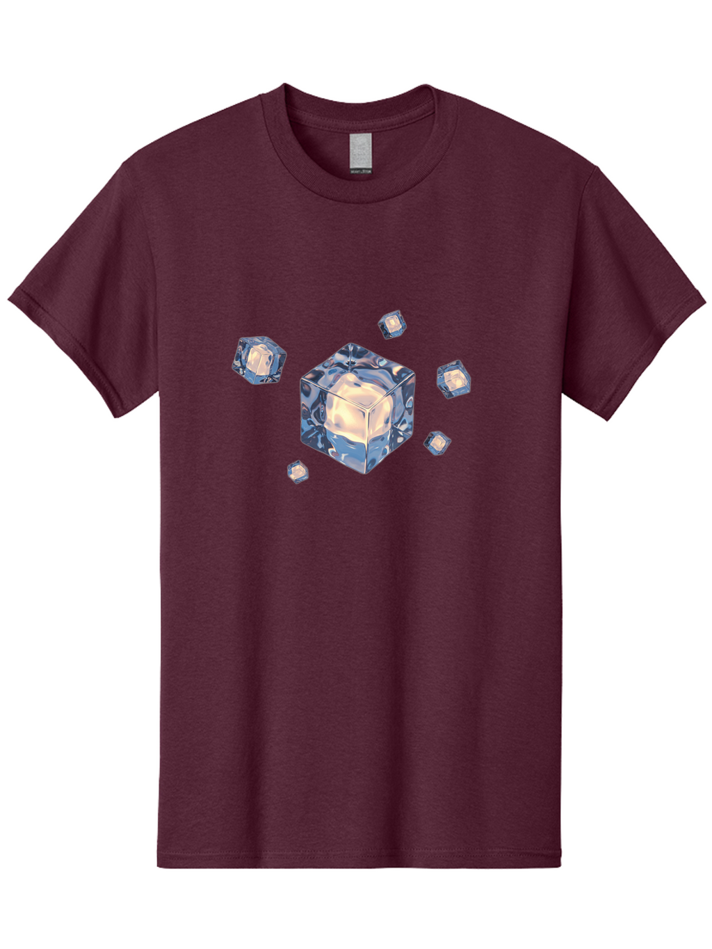 Cube Men'S Graphic Tee, 100% Cotton, Comfortable Casual Summer Wear, Machine Washable, Crystal Cubes, Shiny Surface, Reflective Quality, Blue And White Hues, Floating Cubes, Modern Design, Futuristic Elements, Abstract Composition, Digital Art Bac952