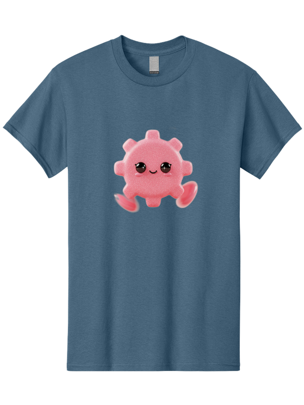 Cute-Axolotl Men'S Graphic Tee, 100% Cotton, Comfortable Casual Summer Wear, Machine Washable, Pink Axolotl, Cute Cartoon Character, Smiling Face, Sparkly Eyes, Playful Creature, Adorable Animal, Kawaii Character, Fluffy Texture, Bac960