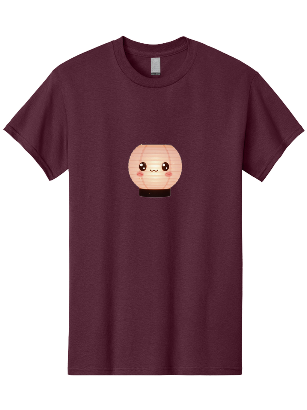 Cute-Lantern-1 Men'S Graphic Tee, 100% Cotton, Comfortable Casual Summer Wear, Machine Washable, Paper Lantern, Cute Cartoon Character, Kawaii Design, Pink Hues, Smiling Face, Endearing Expression, Playful Illustration, Japanese Culture, Bac966