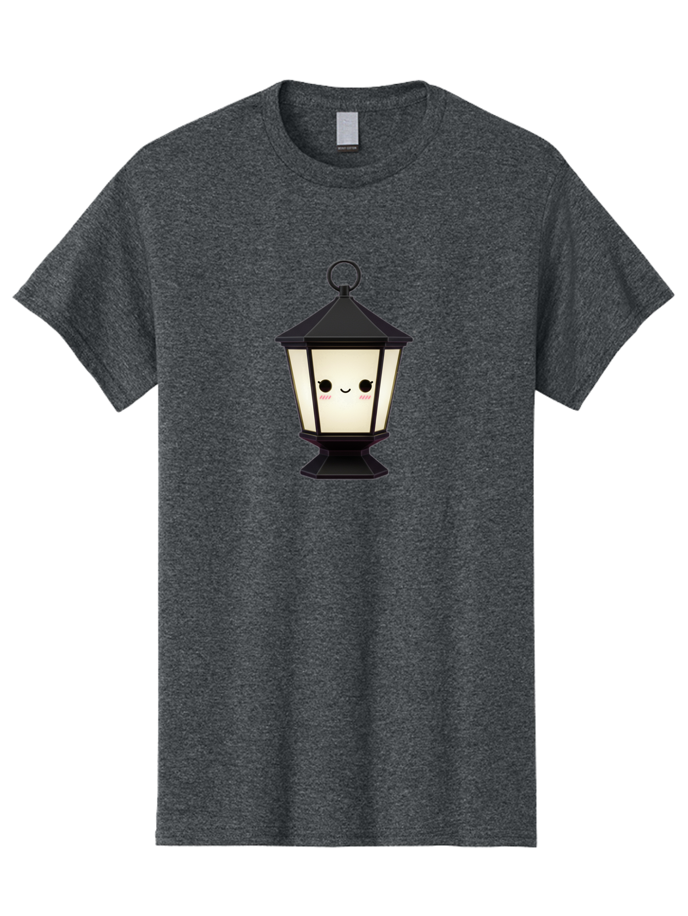 Cute-Lantern Men'S Graphic Tee, 100% Cotton, Comfortable Casual Summer Wear, Machine Washable, Cartoon Lantern, Kawaii Design, Smiling Face, Rosy Cheeks, Soft Lighting, Charming Illustration, Cute Character, Emotive Expression Bac969
