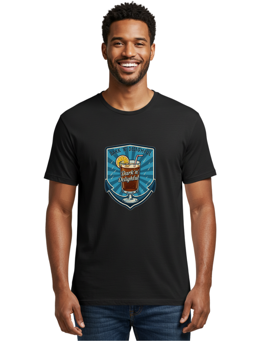 Dark-N-Delighful Men'S Graphic Tee, 100% Cotton, Comfortable Casual Summer Wear, Machine Washable, Iced Tea, Refreshing Drink, Summer Beverage, Cold Brew, Citrus Twist, Summer Vibes, Sweet Tea, Lemon Slice, Straw, Tasty Drink Bac975