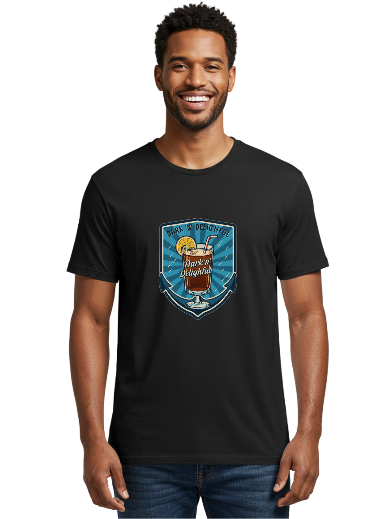 Dark-N-Delighful Men'S Graphic Tee, 100% Cotton, Comfortable Casual Summer Wear, Machine Washable, Iced Tea, Refreshing Drink, Summer Beverage, Cold Brew, Citrus Twist, Summer Vibes, Sweet Tea, Lemon Slice, Straw, Tasty Drink Bac975