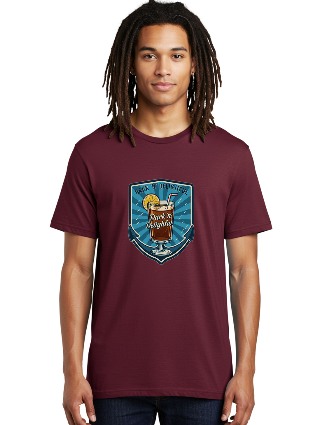 Dark-N-Delighful Men'S Graphic Tee, 100% Cotton, Comfortable Casual Summer Wear, Machine Washable, Iced Tea, Refreshing Drink, Summer Beverage, Cold Brew, Citrus Twist, Summer Vibes, Sweet Tea, Lemon Slice, Straw, Tasty Drink Bac975