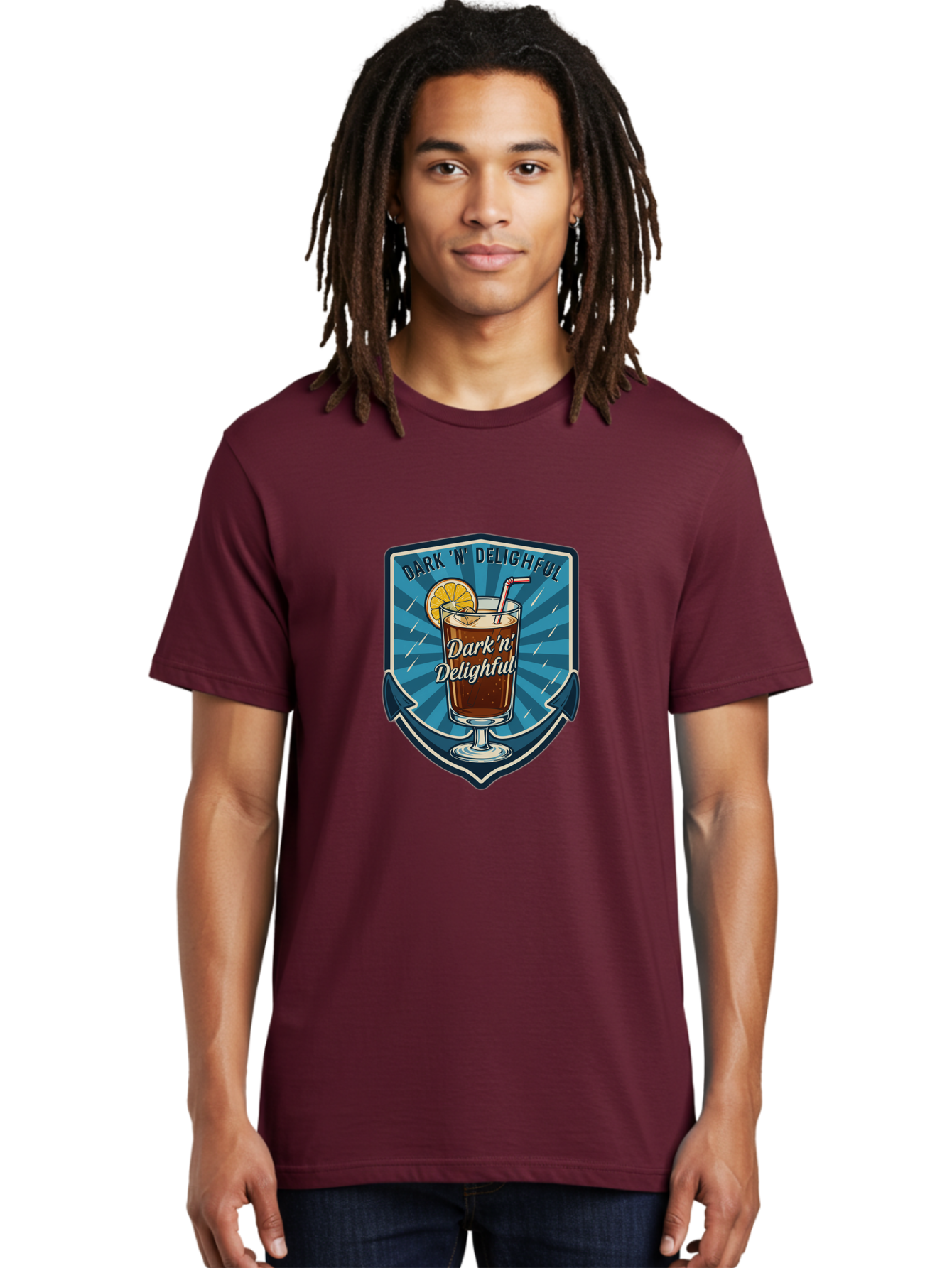 Dark-N-Delighful Men'S Graphic Tee, 100% Cotton, Comfortable Casual Summer Wear, Machine Washable, Iced Tea, Refreshing Drink, Summer Beverage, Cold Brew, Citrus Twist, Summer Vibes, Sweet Tea, Lemon Slice, Straw, Tasty Drink Bac975
