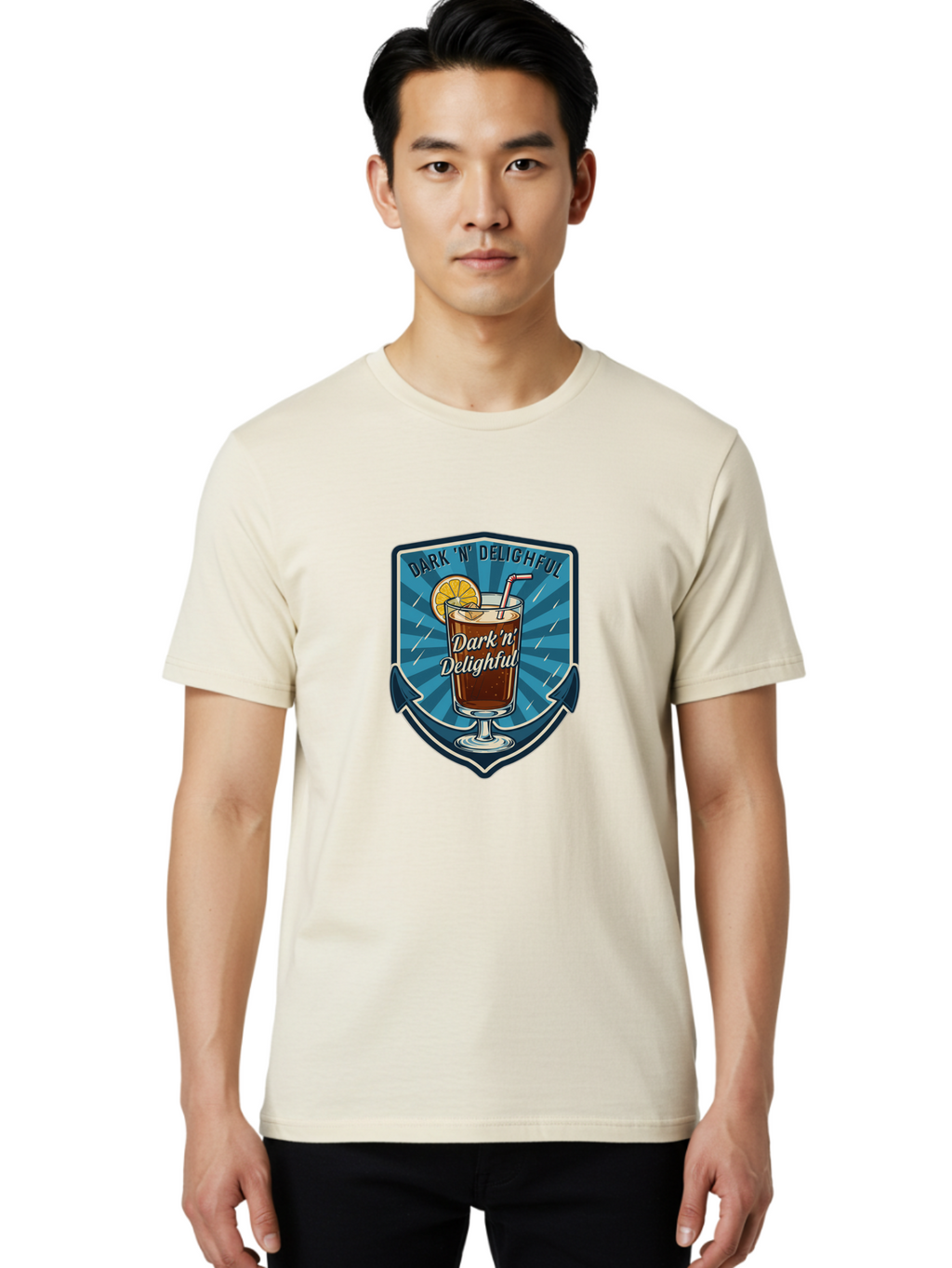 Dark-N-Delighful Men'S Graphic Tee, 100% Cotton, Comfortable Casual Summer Wear, Machine Washable, Iced Tea, Refreshing Drink, Summer Beverage, Cold Brew, Citrus Twist, Summer Vibes, Sweet Tea, Lemon Slice, Straw, Tasty Drink Bac975