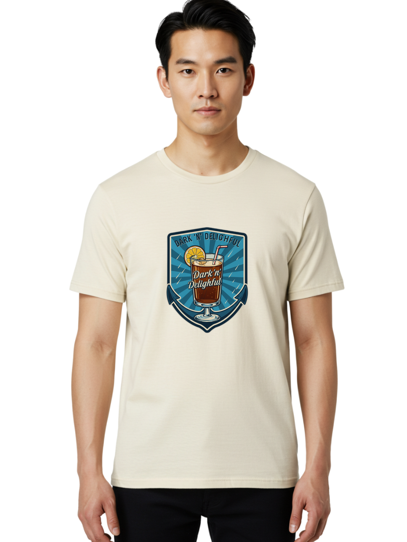 Dark-N-Delighful Men'S Graphic Tee, 100% Cotton, Comfortable Casual Summer Wear, Machine Washable, Iced Tea, Refreshing Drink, Summer Beverage, Cold Brew, Citrus Twist, Summer Vibes, Sweet Tea, Lemon Slice, Straw, Tasty Drink Bac975