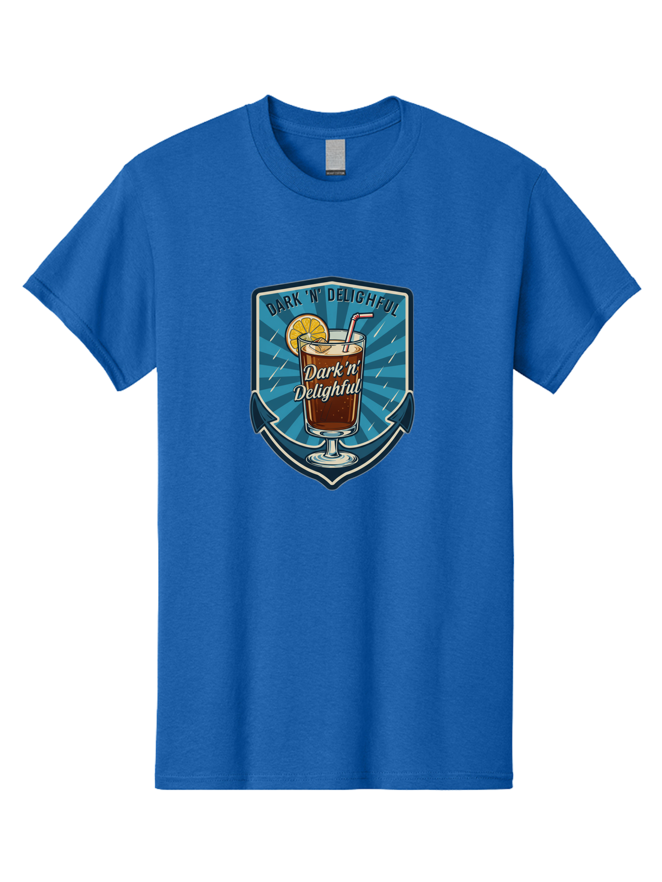 Dark-N-Delighful Men'S Graphic Tee, 100% Cotton, Comfortable Casual Summer Wear, Machine Washable, Iced Tea, Refreshing Drink, Summer Beverage, Cold Brew, Citrus Twist, Summer Vibes, Sweet Tea, Lemon Slice, Straw, Tasty Drink Bac975