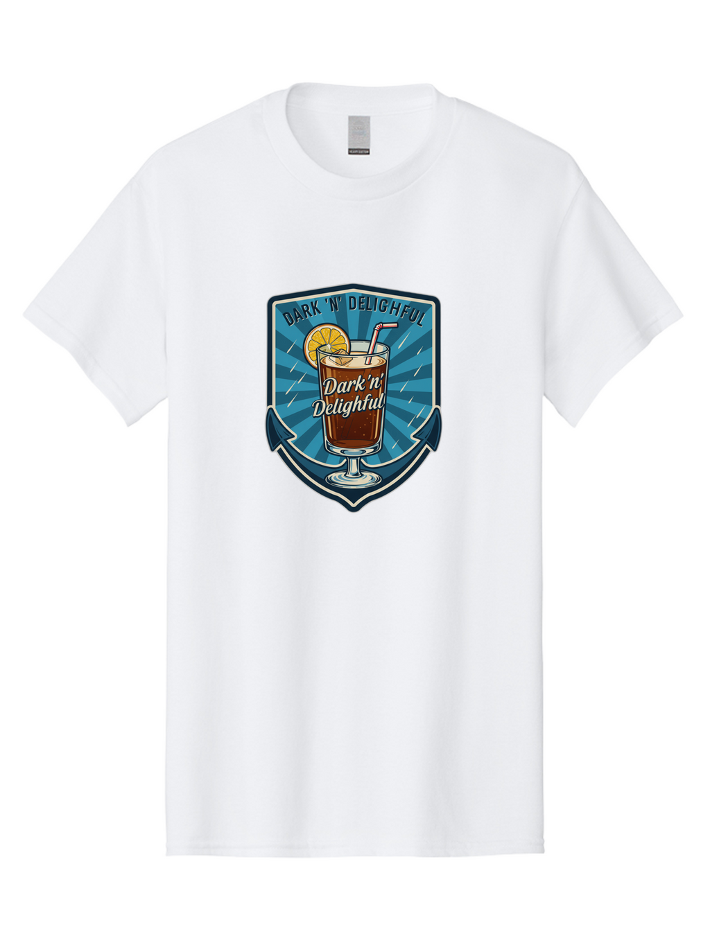 Dark-N-Delighful Men'S Graphic Tee, 100% Cotton, Comfortable Casual Summer Wear, Machine Washable, Iced Tea, Refreshing Drink, Summer Beverage, Cold Brew, Citrus Twist, Summer Vibes, Sweet Tea, Lemon Slice, Straw, Tasty Drink Bac975