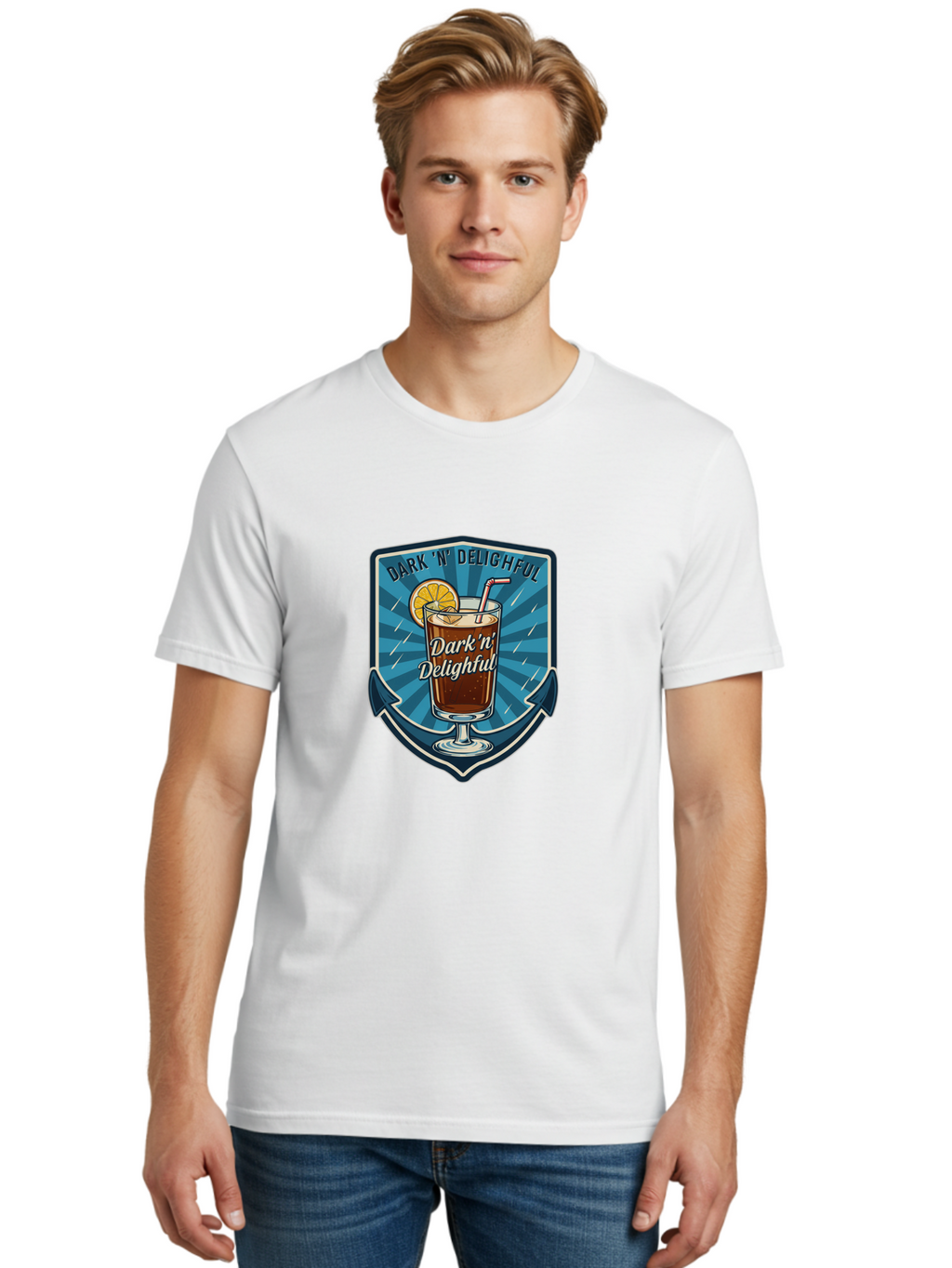 Dark-N-Delighful Men'S Graphic Tee, 100% Cotton, Comfortable Casual Summer Wear, Machine Washable, Iced Tea, Refreshing Drink, Summer Beverage, Cold Brew, Citrus Twist, Summer Vibes, Sweet Tea, Lemon Slice, Straw, Tasty Drink Bac975