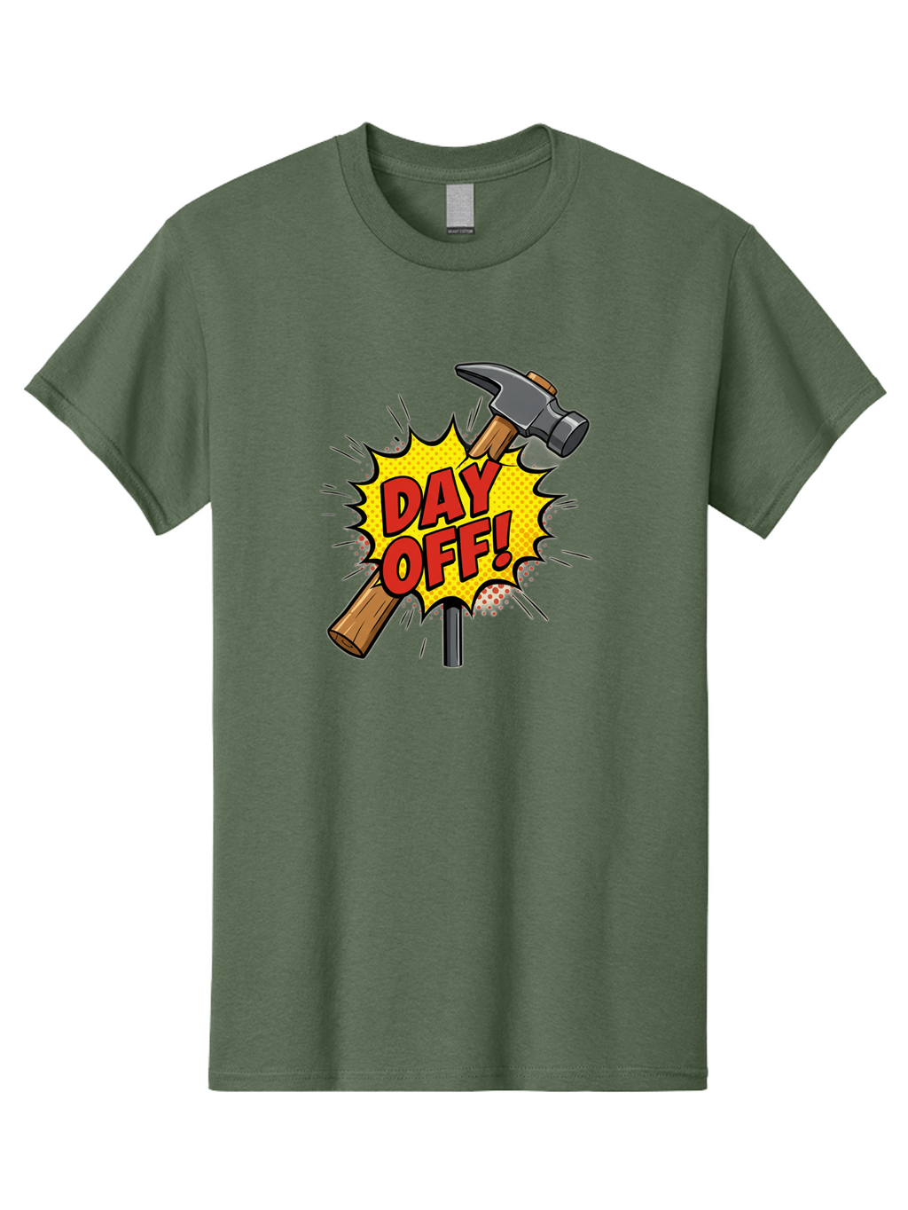 Day-Off Men'S Graphic Tee, 100% Cotton, Comfortable Casual Summer Wear, Machine Washable, Day Off, Hammer And Nail, Comic Cartoon Theme, Labor Day Off, Relaxed Workday, Fun Humor, Playful, Humorous, Playful Vibe, Relaxed Atmosphere Bac979