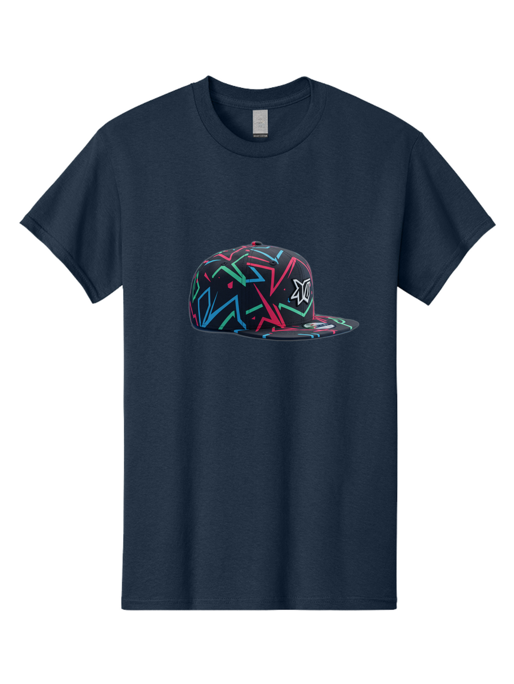 Dc-Hat Men'S Graphic Tee, 100% Cotton, Comfortable Casual Summer Wear, Machine Washable, Dc Hat, Snapback Cap, Graffiti Design, Streetwear Fashion, Urban Style, Neon Colors, Bold Graphics, Skateboarding Apparel, Dc Logo Bac981