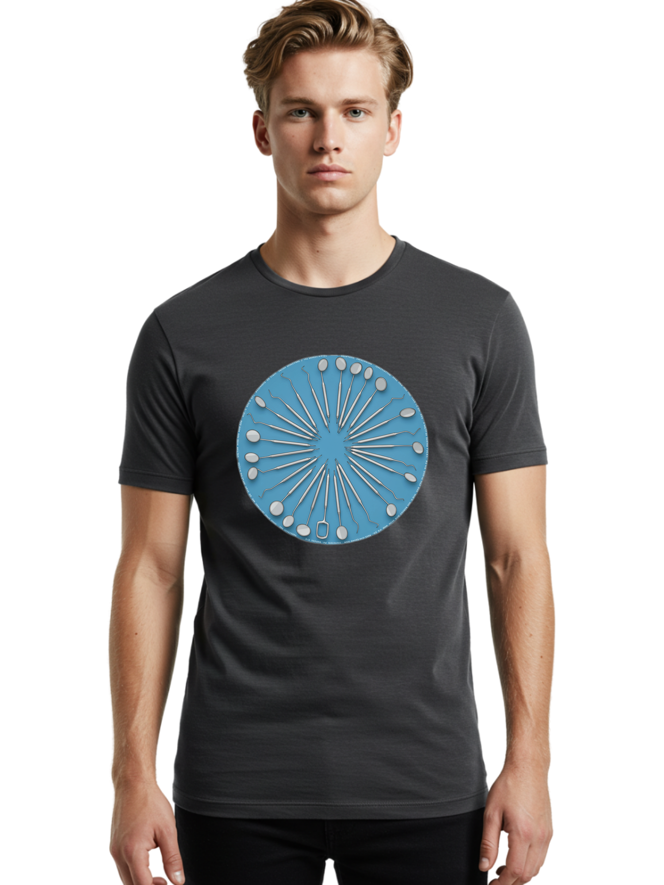 Dental-Instruments Men'S Graphic Tee, 100% Cotton, Comfortable Casual Summer Wear, Machine Washable, Dental Instruments, Dental Tools, Medical Equipment, Dental Care, Oral Health, Dental Hygiene, Dentist Tools, Dental Examination Bac983