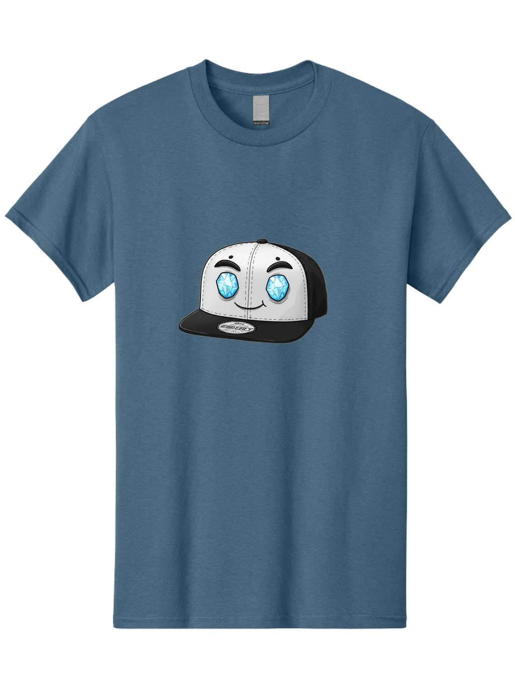 Diamond-Eyes-Cap Men'S Graphic Tee, 100% Cotton, Comfortable Casual Summer Wear, Machine Washable, Cartoon Hat, Black And White Cap, Diamond Eyes, Smiling Face, Streetwear Fashion, Urban Style, Cool Accessories, Trendy Clothing Bac998