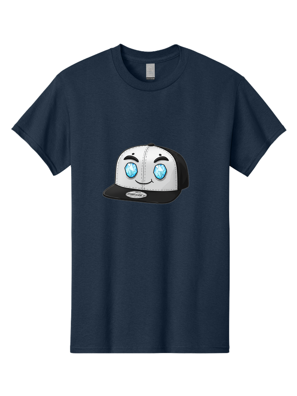 Diamond-Eyes-Cap Men'S Graphic Tee, 100% Cotton, Comfortable Casual Summer Wear, Machine Washable, Cartoon Hat, Black And White Cap, Diamond Eyes, Smiling Face, Streetwear Fashion, Urban Style, Cool Accessories, Trendy Clothing Bac998