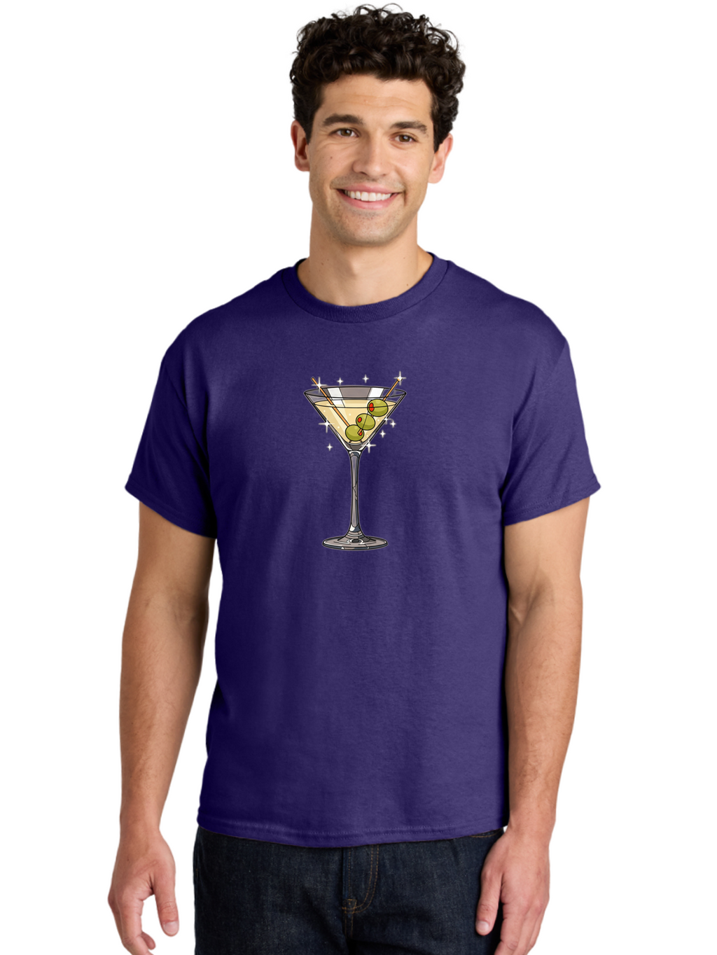 Dirty-Martini Men'S Graphic Tee, 100% Cotton, Comfortable Casual Summer Wear, Machine Washable, Martini Glass, Cocktail Glass, Olives On A Stick, Green Olives, Classic Cocktail, Elegant Drink, Sophisticated Beverage, Luxury Drink, Martini, Bad003