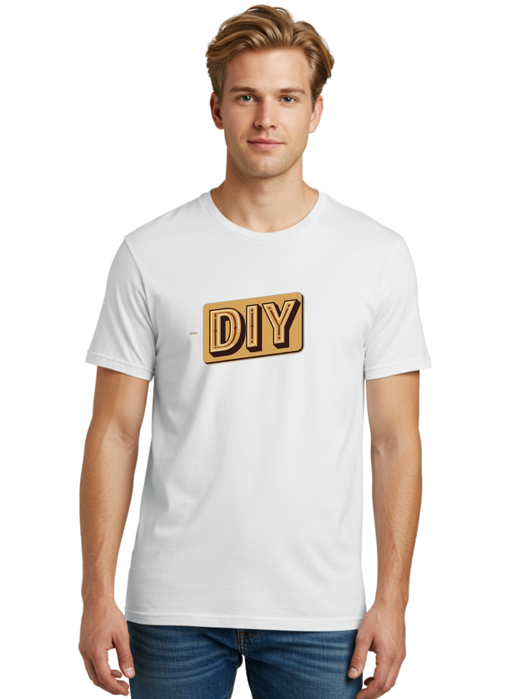 Diy-5 Men'S Graphic Tee, 100% Cotton, Comfortable Casual Summer Wear, Machine Washable, Diy Logo, Handmade Crafts, Diy Tutorials, Home Improvement, Crafting Ideas, Self-Made Projects, Creative Inspiration Bad013