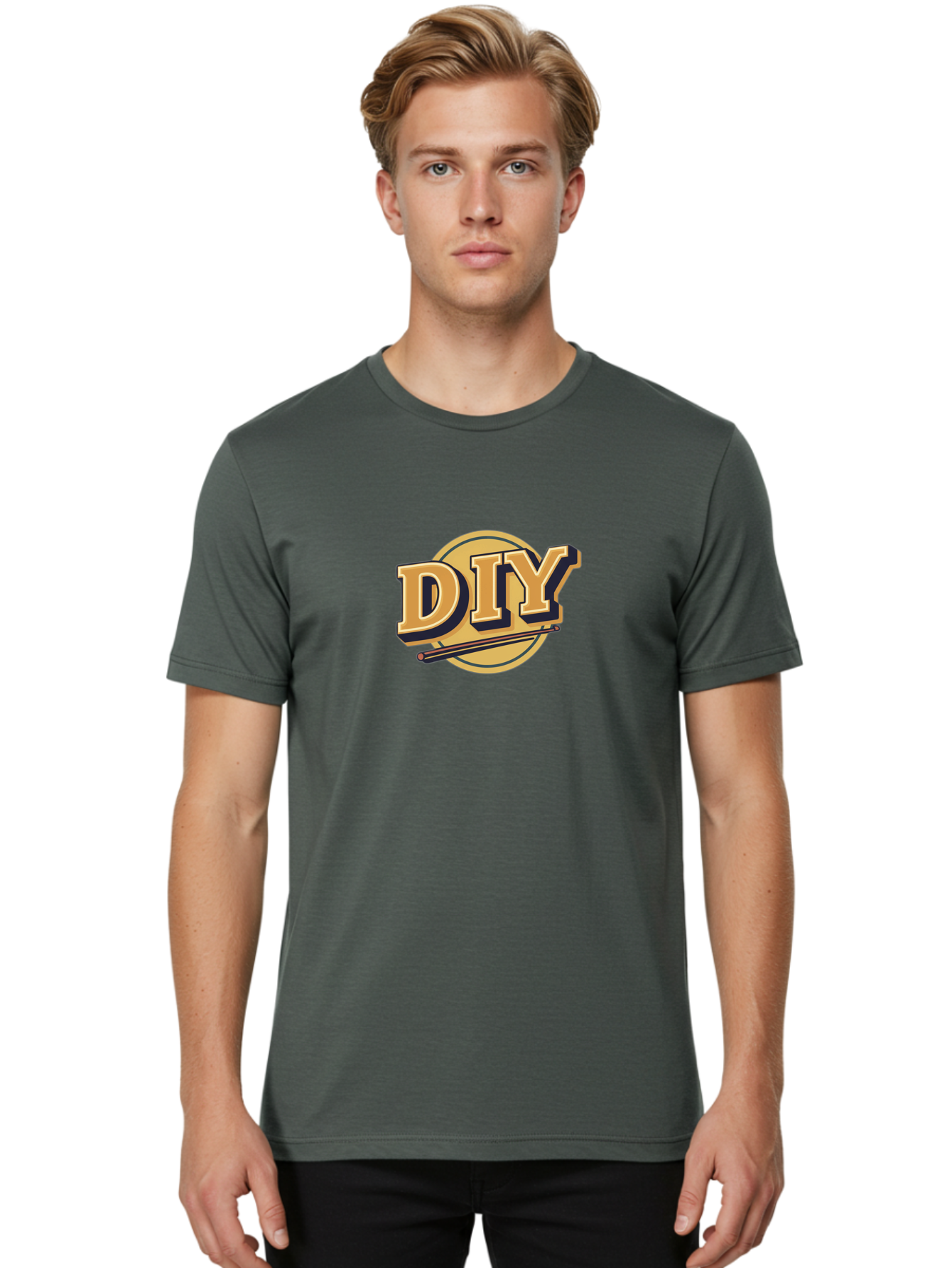 Diy-6 Men'S Graphic Tee, 100% Cotton, Comfortable Casual Summer Wear, Machine Washable, Diy Logo, Handmade Crafts, Creative Projects, Self-Made, Drumsticks, Diy Inspiration, Crafting Ideas, Do-It-Yourself, Drumsticks Logo Bad014