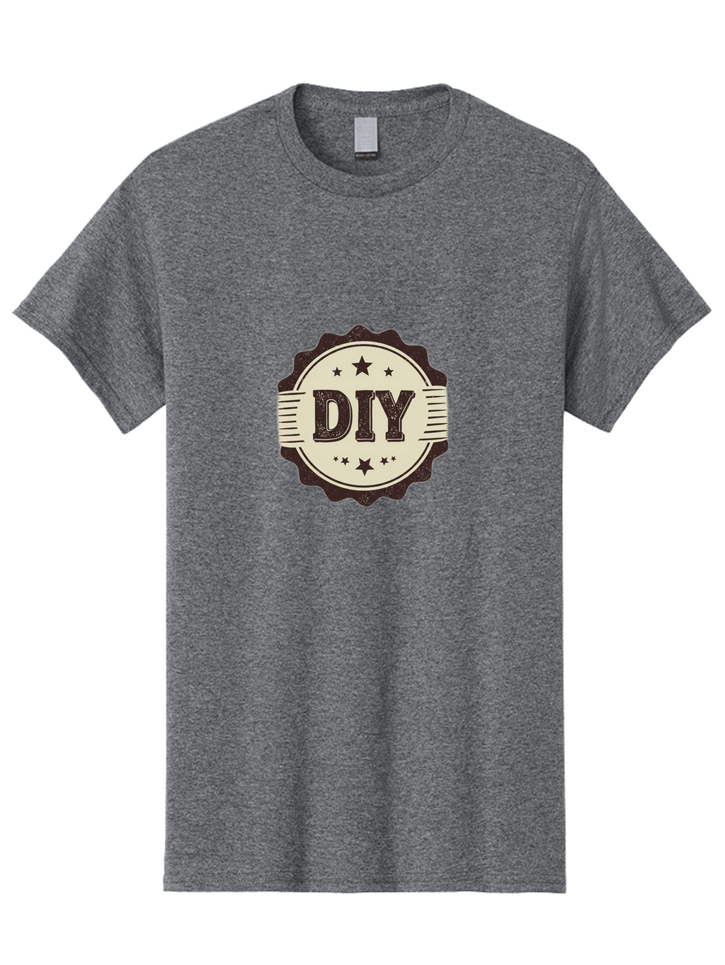 Diy Men'S Graphic Tee, 100% Cotton, Comfortable Casual Summer Wear, Machine Washable, Do It Yourself, Diy Logo, Handmade Crafts, Creative Projects, Self-Made, Diy Inspiration, Crafting, Diy Tutorials, Stars, Vintage Design Bad016