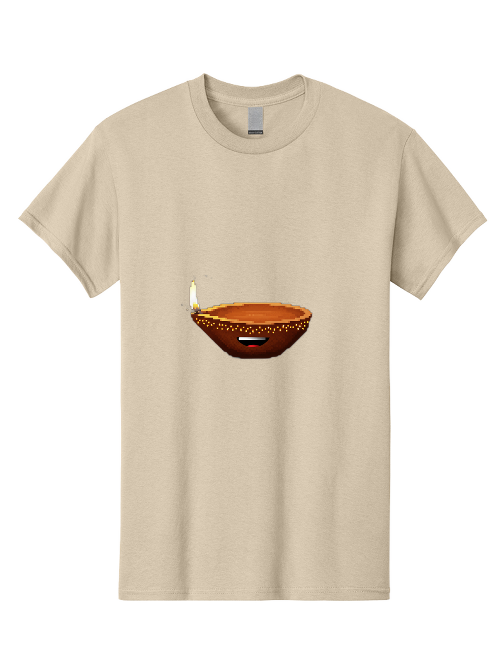 Diya-Lamp-4 Men'S Graphic Tee, 100% Cotton, Comfortable Casual Summer Wear, Machine Washable, Clay Diya, Lit Diya, Diwali Decoration, Indian Culture, Traditional Lamp, Festive Atmosphere, Glowing Flame, Spiritual Symbol, Pixel Art Bad021