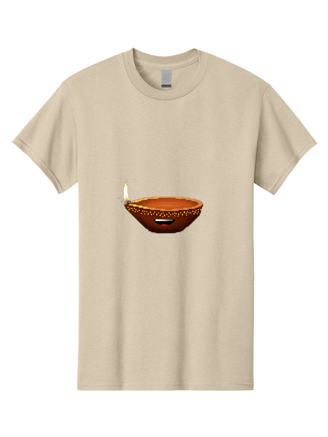 Diya-Lamp-4 Men'S Graphic Tee, 100% Cotton, Comfortable Casual Summer Wear, Machine Washable, Clay Diya, Lit Diya, Diwali Decoration, Indian Culture, Traditional Lamp, Festive Atmosphere, Glowing Flame, Spiritual Symbol, Pixel Art Bad021