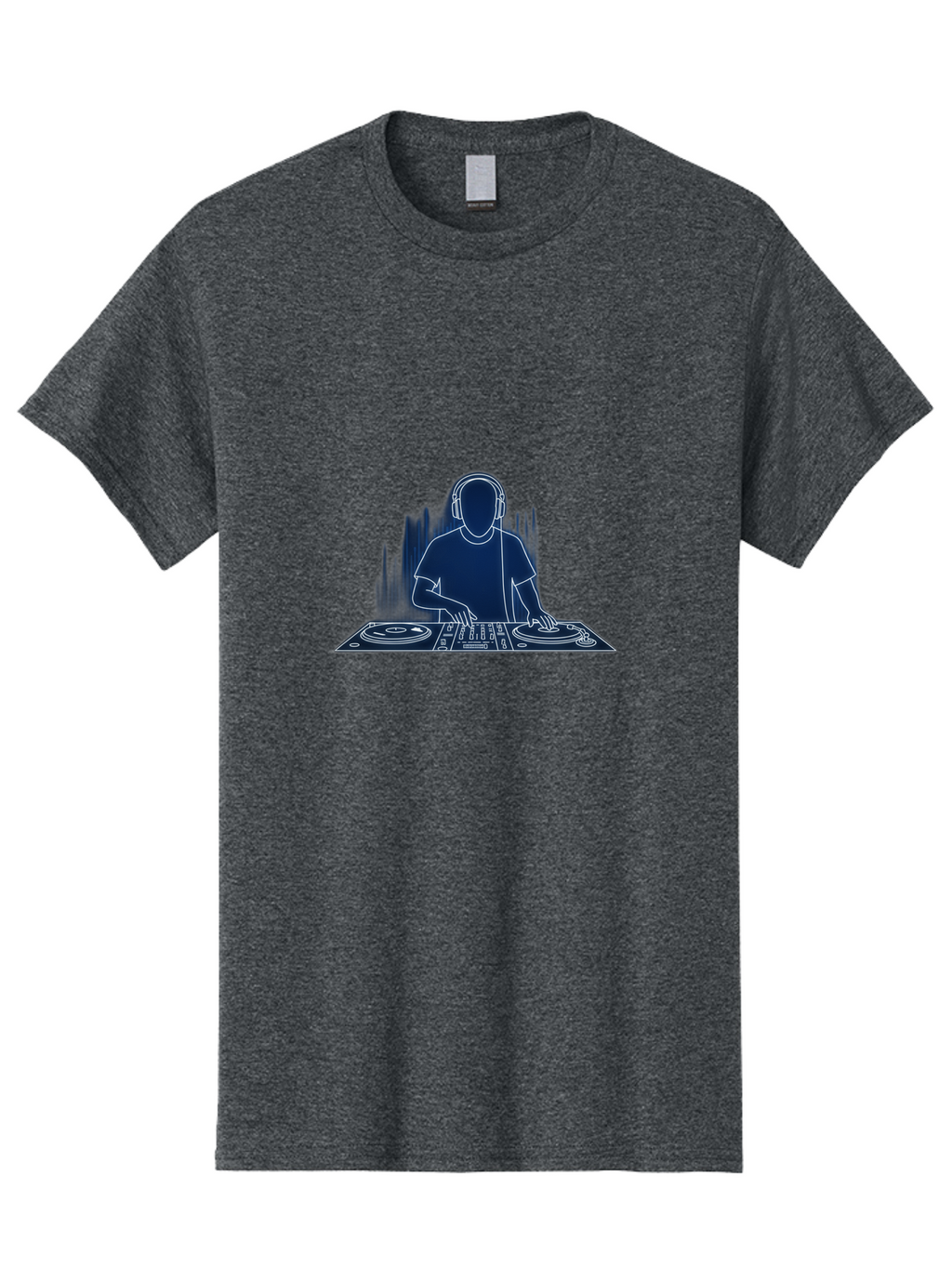 Dj-1 Men'S Graphic Tee, 100% Cotton, Comfortable Casual Summer Wear, Machine Washable, Dj Mixing Music, Dj Controller, Sound Waves, Electronic Dance Music, Dj Equipment, Music Production, Turntables Bad030