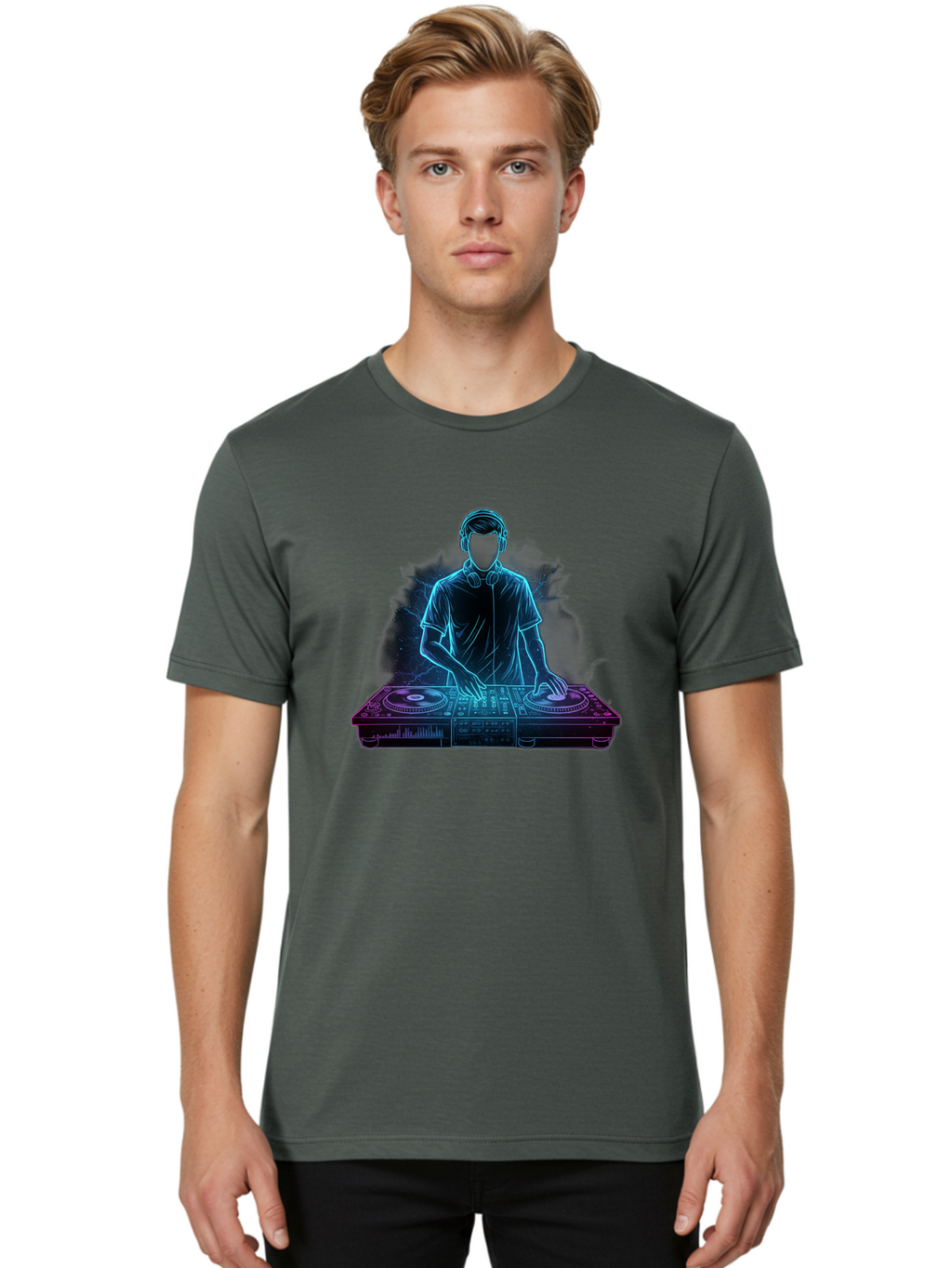 Dj-2 Men'S Graphic Tee, 100% Cotton, Comfortable Casual Summer Wear, Machine Washable, Dj Mixing Music, Electronic Dance Music, Club Scene, Music Production, Vinyl Records, Sound Waves, Music Technology, Dj Software Bad031
