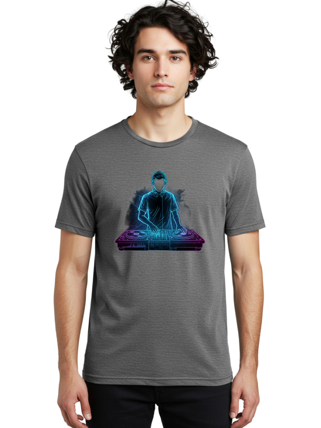 Dj-2 Men'S Graphic Tee, 100% Cotton, Comfortable Casual Summer Wear, Machine Washable, Dj Mixing Music, Electronic Dance Music, Club Scene, Music Production, Vinyl Records, Sound Waves, Music Technology, Dj Software Bad031