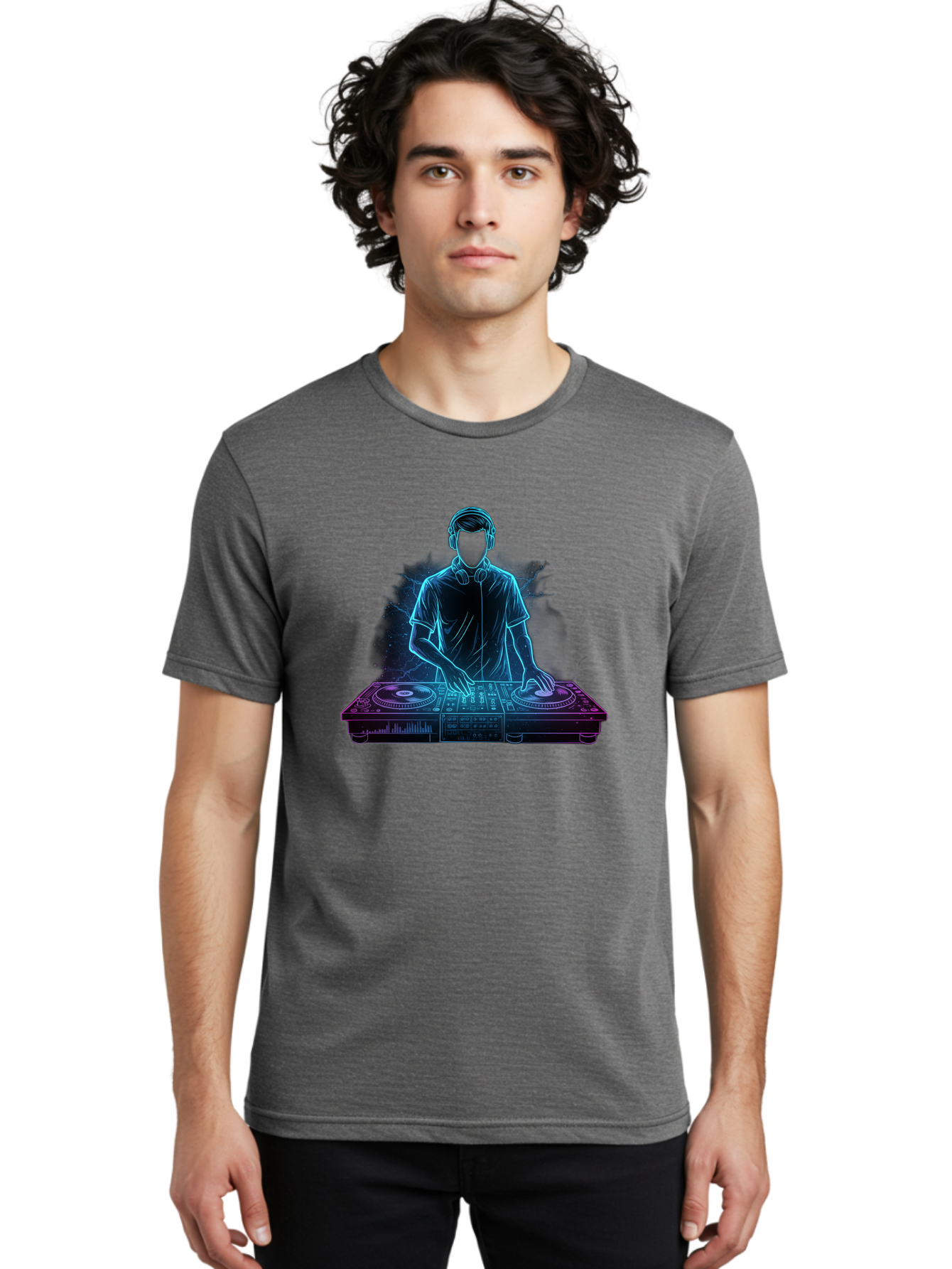 Dj-2 Men'S Graphic Tee, 100% Cotton, Comfortable Casual Summer Wear, Machine Washable, Dj Mixing Music, Electronic Dance Music, Club Scene, Music Production, Vinyl Records, Sound Waves, Music Technology, Dj Software Bad031