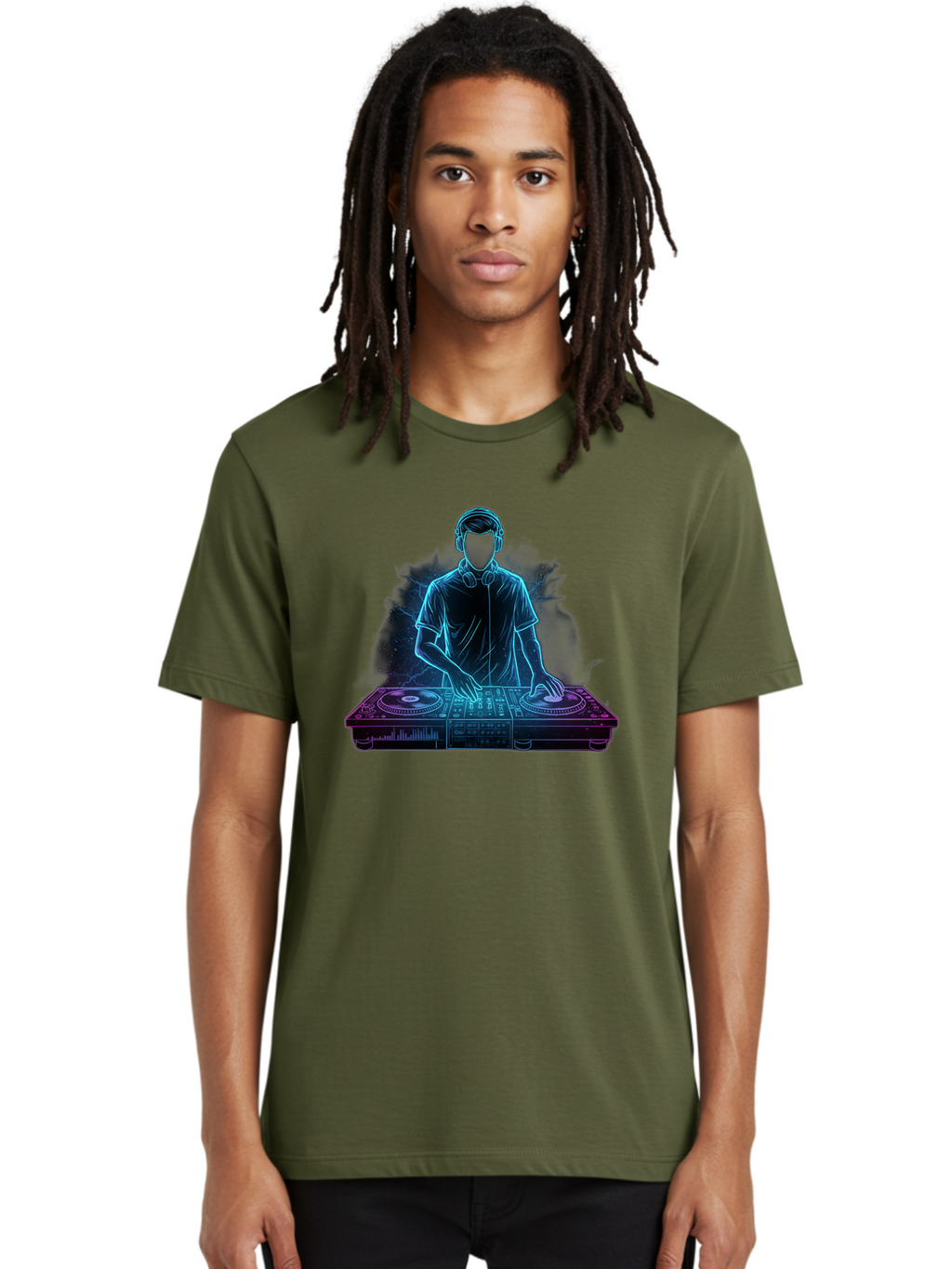 Dj-2 Men'S Graphic Tee, 100% Cotton, Comfortable Casual Summer Wear, Machine Washable, Dj Mixing Music, Electronic Dance Music, Club Scene, Music Production, Vinyl Records, Sound Waves, Music Technology, Dj Software Bad031