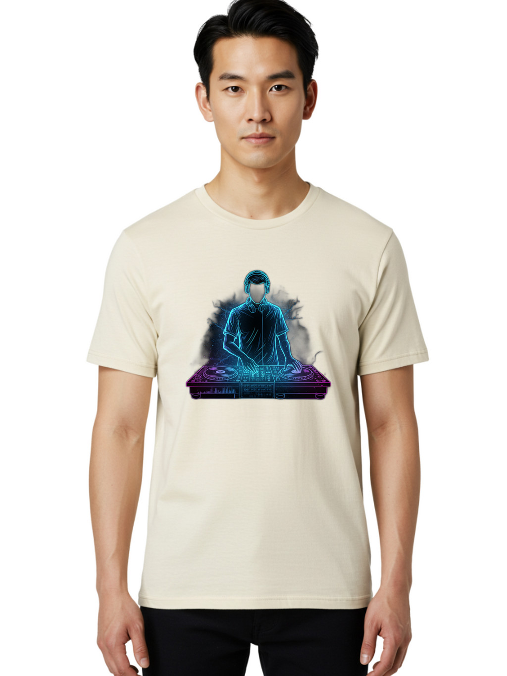Dj-2 Men'S Graphic Tee, 100% Cotton, Comfortable Casual Summer Wear, Machine Washable, Dj Mixing Music, Electronic Dance Music, Club Scene, Music Production, Vinyl Records, Sound Waves, Music Technology, Dj Software Bad031