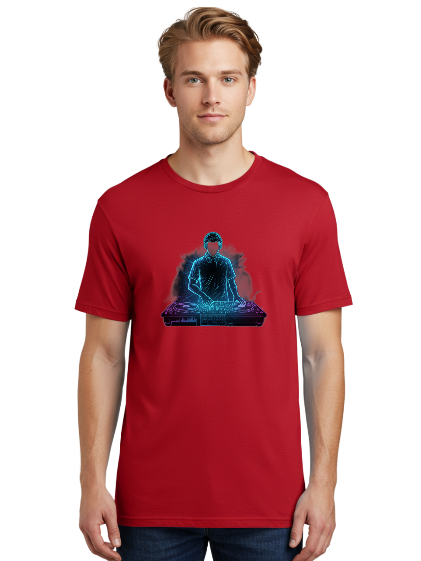 Dj-2 Men'S Graphic Tee, 100% Cotton, Comfortable Casual Summer Wear, Machine Washable, Dj Mixing Music, Electronic Dance Music, Club Scene, Music Production, Vinyl Records, Sound Waves, Music Technology, Dj Software Bad031