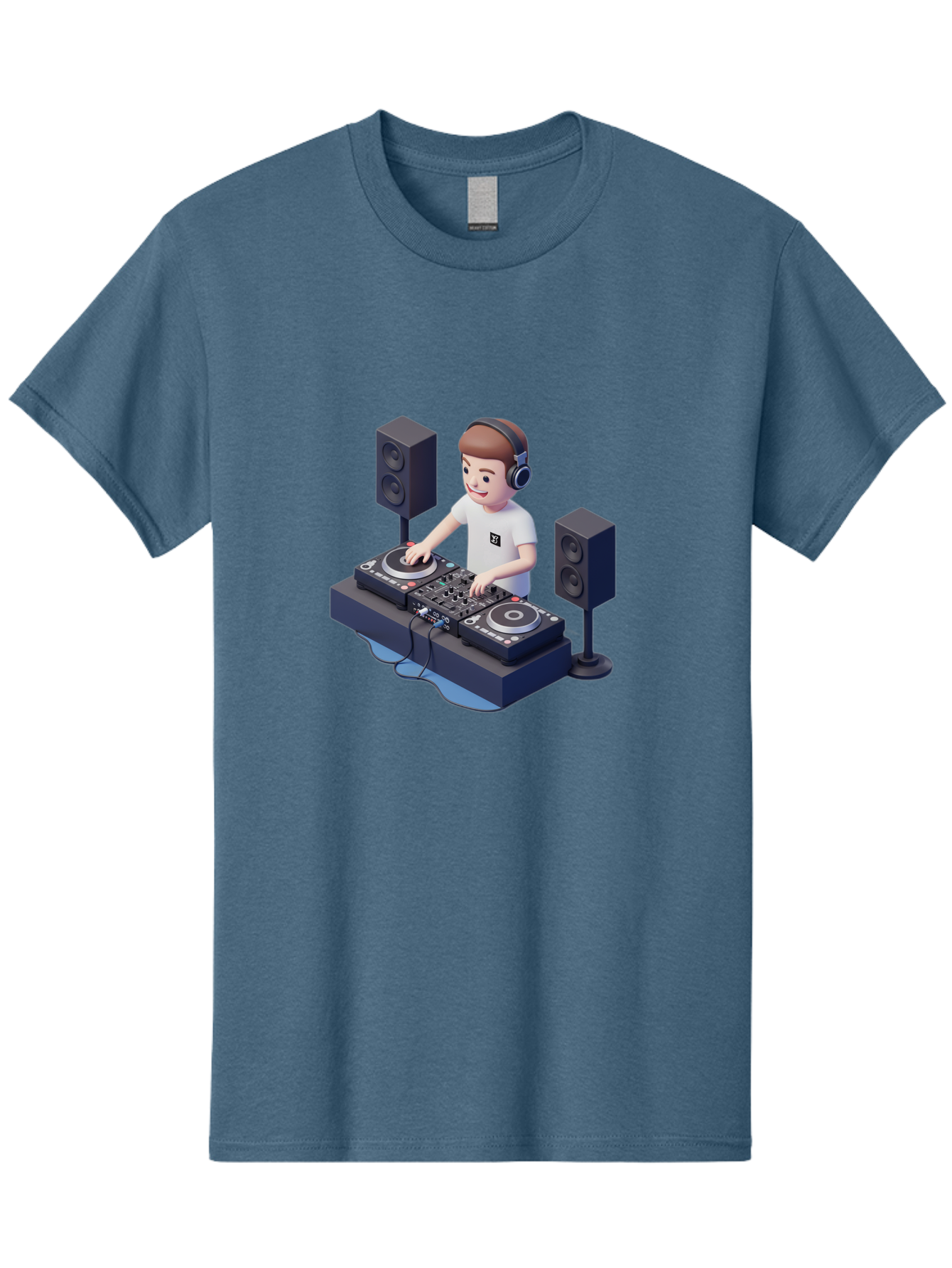 Dj-Controller Men'S Graphic Tee, 100% Cotton, Comfortable Casual Summer Wear, Machine Washable, Cartoon Dj, Dj Controller, Sound Equipment, Music Production, Electronic Dance Music, Dj Setup, Headphones, Speakers, Turntables Bad041