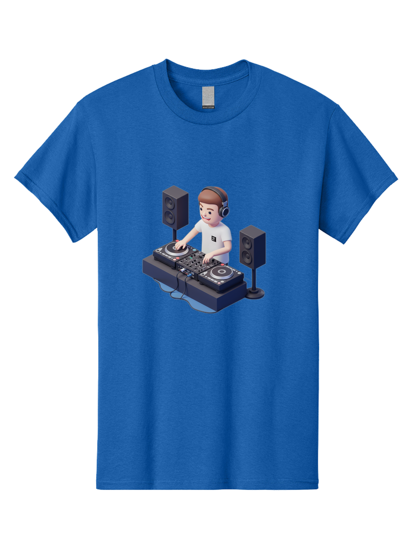 Dj-Controller Men'S Graphic Tee, 100% Cotton, Comfortable Casual Summer Wear, Machine Washable, Cartoon Dj, Dj Controller, Sound Equipment, Music Production, Electronic Dance Music, Dj Setup, Headphones, Speakers, Turntables Bad041