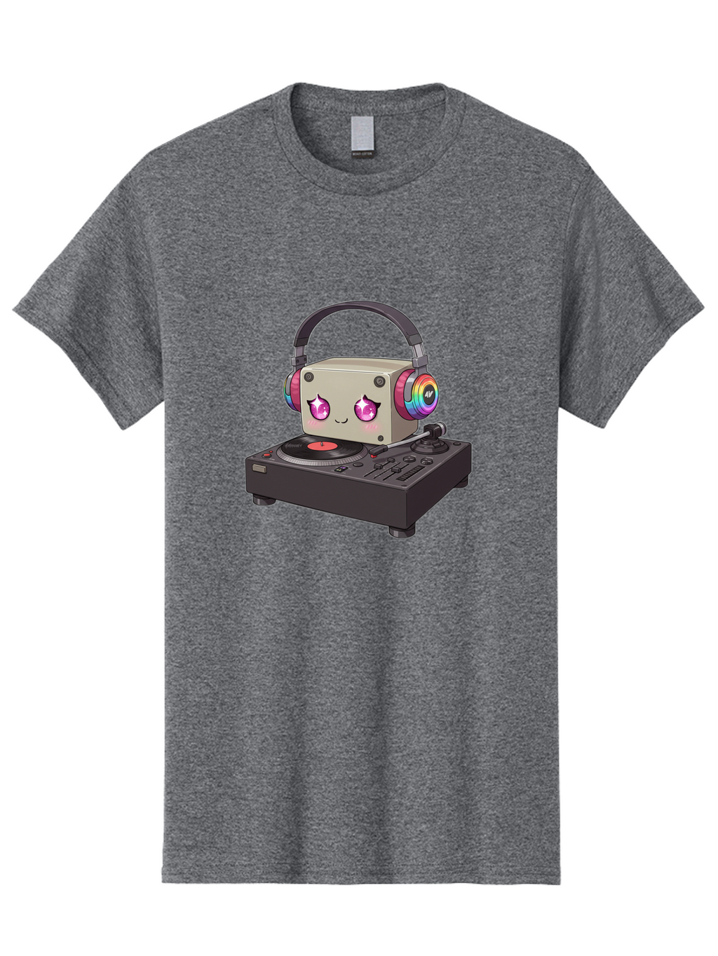 Dj-Mixer Men'S Graphic Tee, 100% Cotton, Comfortable Casual Summer Wear, Machine Washable, Cartoon Boombox, Dj Equipment, Vinyl Record, Music Headphones, Colorful Accents, Kawaii Style, Music Production, Electronic Dance Music, Dj Culture Bad042