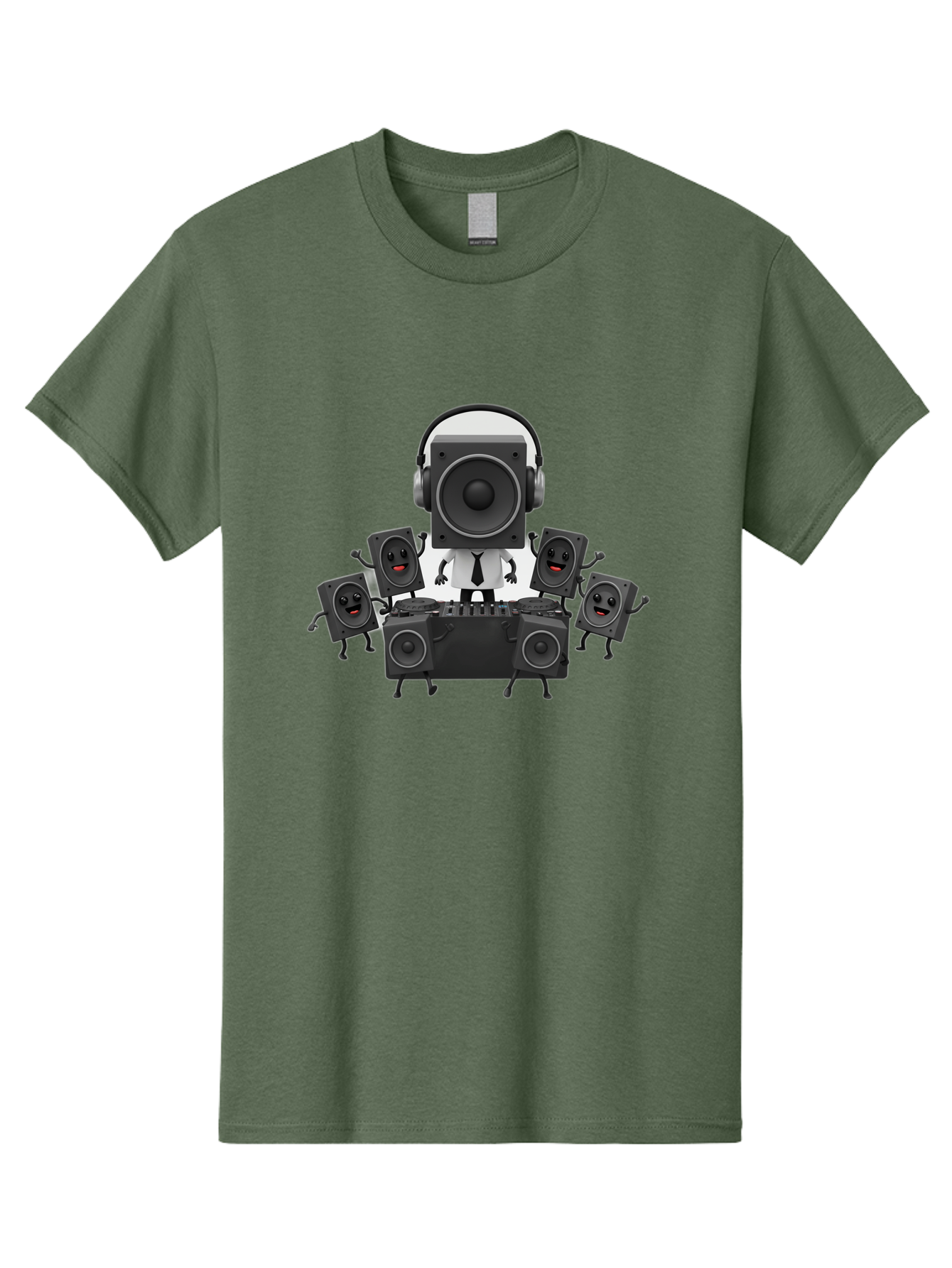 Dj-Speaker Men'S Graphic Tee, 100% Cotton, Comfortable Casual Summer Wear, Machine Washable, Dj Equipment, Sound System, Loudspeakers, Animated Speakers, Music Production, Audio Setup, Dj Controller, Sound Technology Bad046