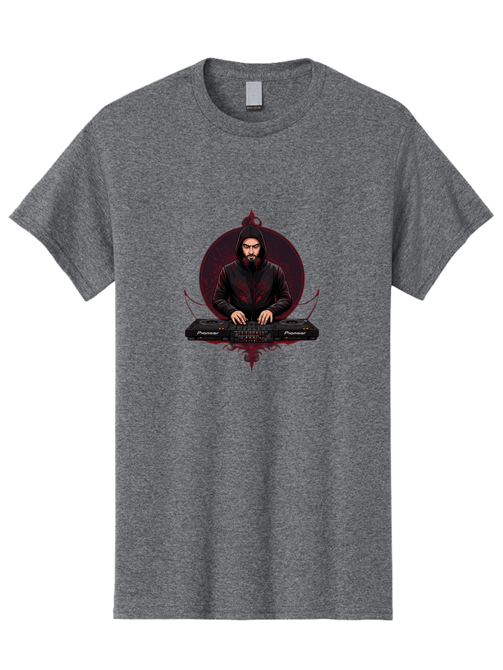 Dj-With-Pioneer Men'S Graphic Tee, 100% Cotton, Comfortable Casual Summer Wear, Machine Washable, Dj Mixing Music, Electronic Dance Music, Club Scene, Dj Equipment, Pioneer Dj Controller, Music Production, Beat Mixing, Hip Hop Music Bad050