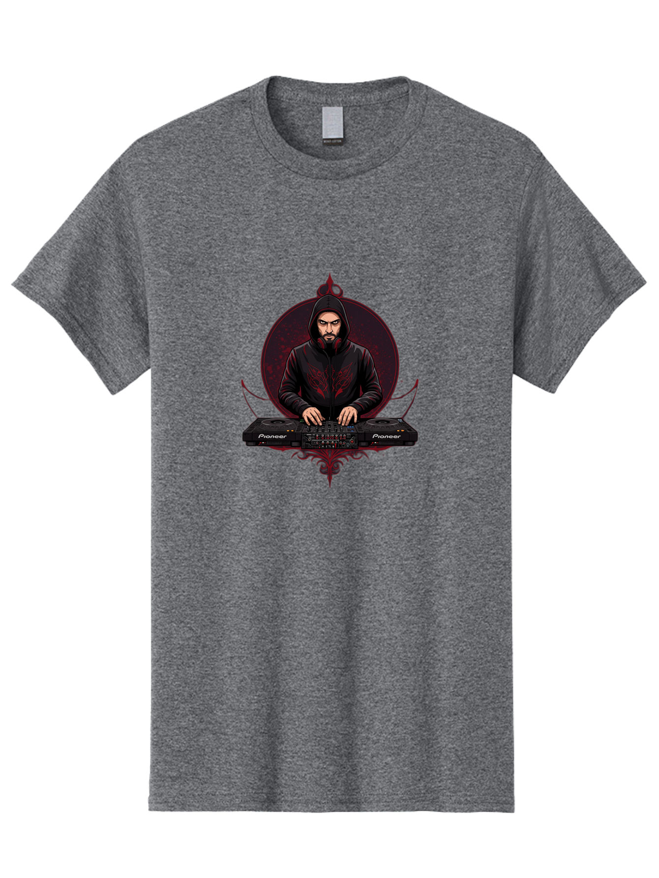 Dj-With-Pioneer Men'S Graphic Tee, 100% Cotton, Comfortable Casual Summer Wear, Machine Washable, Dj Mixing Music, Electronic Dance Music, Club Scene, Dj Equipment, Pioneer Dj Controller, Music Production, Beat Mixing, Hip Hop Music Bad050