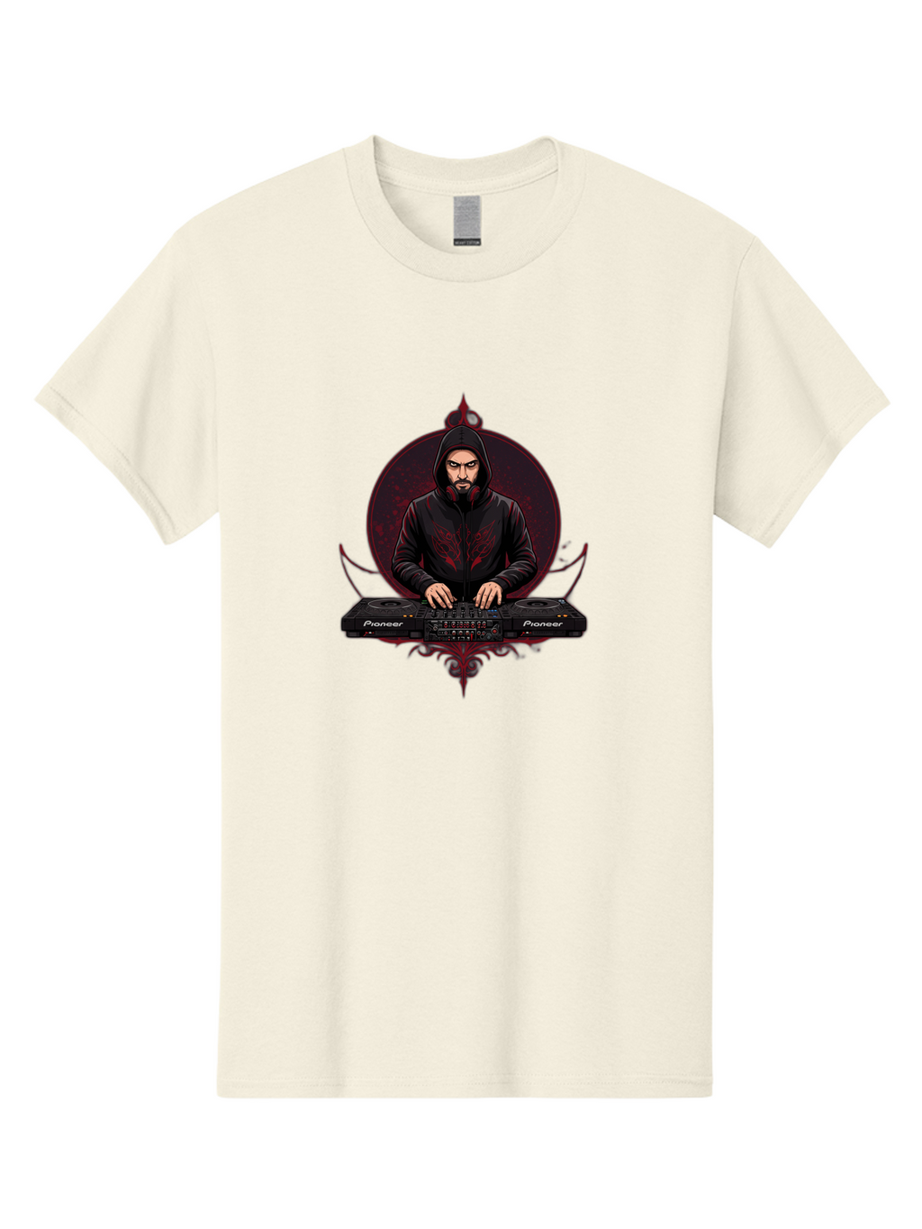 Dj-With-Pioneer Men'S Graphic Tee, 100% Cotton, Comfortable Casual Summer Wear, Machine Washable, Dj Mixing Music, Electronic Dance Music, Club Scene, Dj Equipment, Pioneer Dj Controller, Music Production, Beat Mixing, Hip Hop Music Bad050