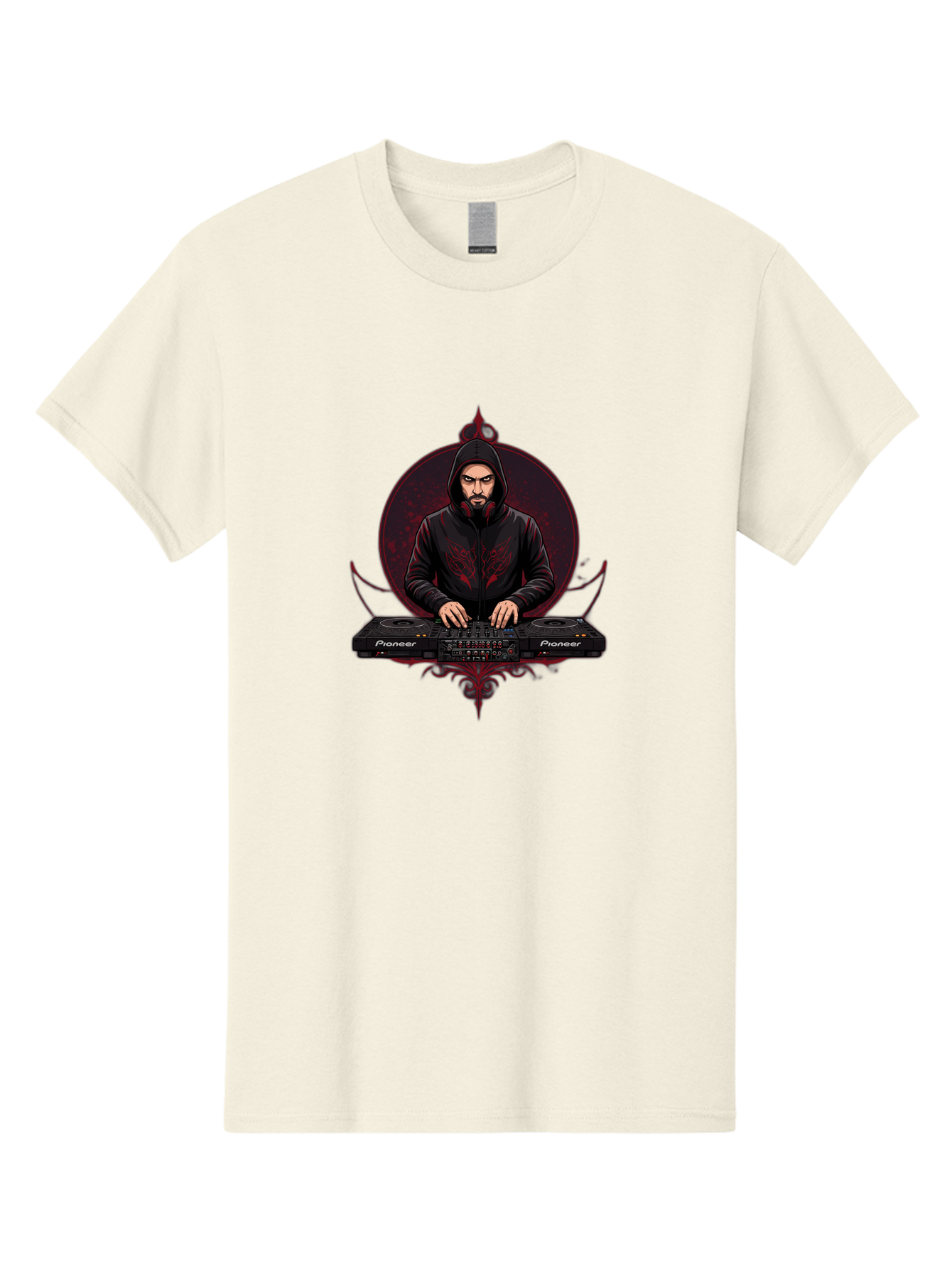 Dj-With-Pioneer Men'S Graphic Tee, 100% Cotton, Comfortable Casual Summer Wear, Machine Washable, Dj Mixing Music, Electronic Dance Music, Club Scene, Dj Equipment, Pioneer Dj Controller, Music Production, Beat Mixing, Hip Hop Music Bad050