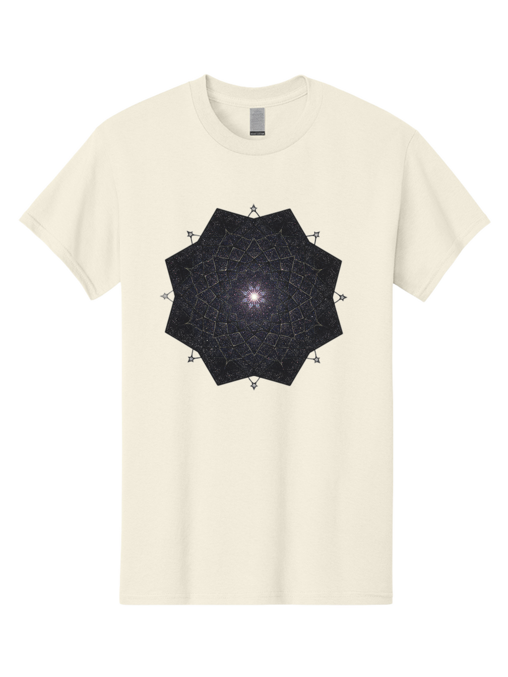 Dodecahedron-Galaxy Men'S Graphic Tee, 100% Cotton, Comfortable Casual Summer Wear, Machine Washable, Stylized Star Design, Geometric Pattern, Celestial Body, Starry Night Sky, Abstract Art, Modern Design, Futuristic, Digital Art Bad053