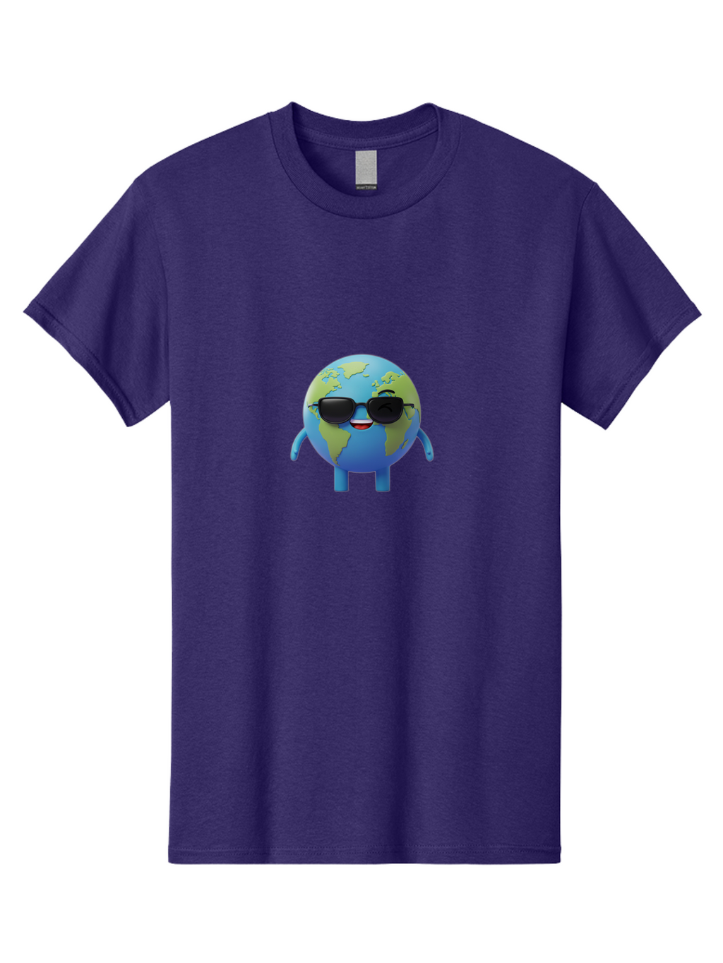 Earth-With-Sunglasses Men'S Graphic Tee, 100% Cotton, Comfortable Casual Summer Wear, Machine Washable, Cartoon Earth, Sunglasses, Smiling Face, Anthropomorphic Globe, Cute Character, Fun Design, Earth Illustration, Quirky Style, Cool Planet, Bad062