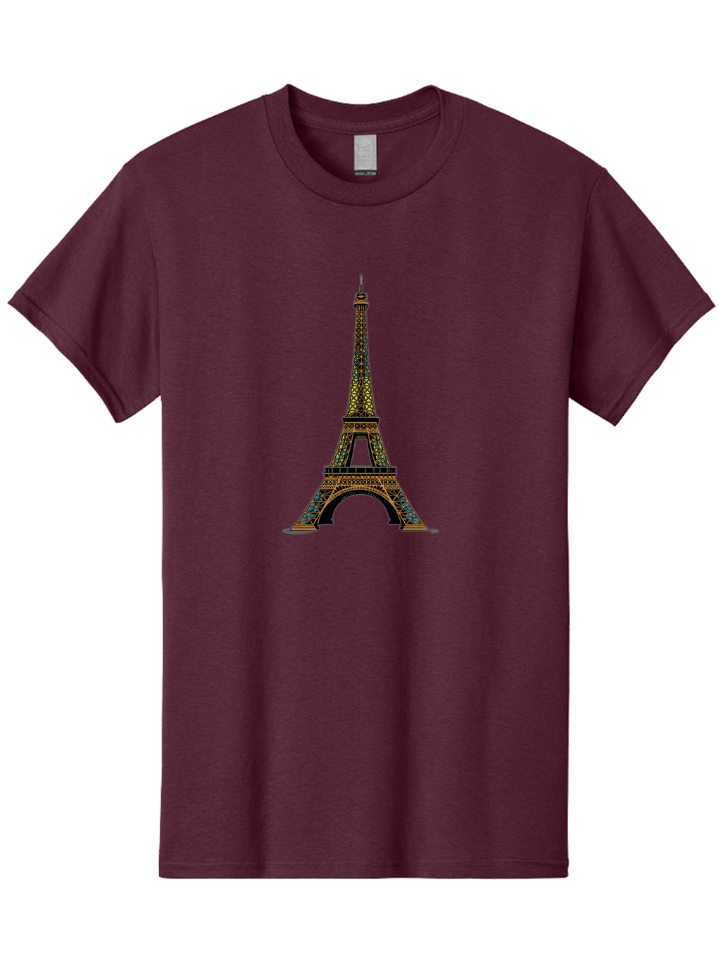 Eiffel-Tower-2 Men'S Graphic Tee, 100% Cotton, Comfortable Casual Summer Wear, Machine Washable, Iconic Landmark, Paris, France, Iron Latticework, Romantic Getaway, Travel Destination, Cityscape, Architectural Marvel, Tourism, Vacation Spot Bad069