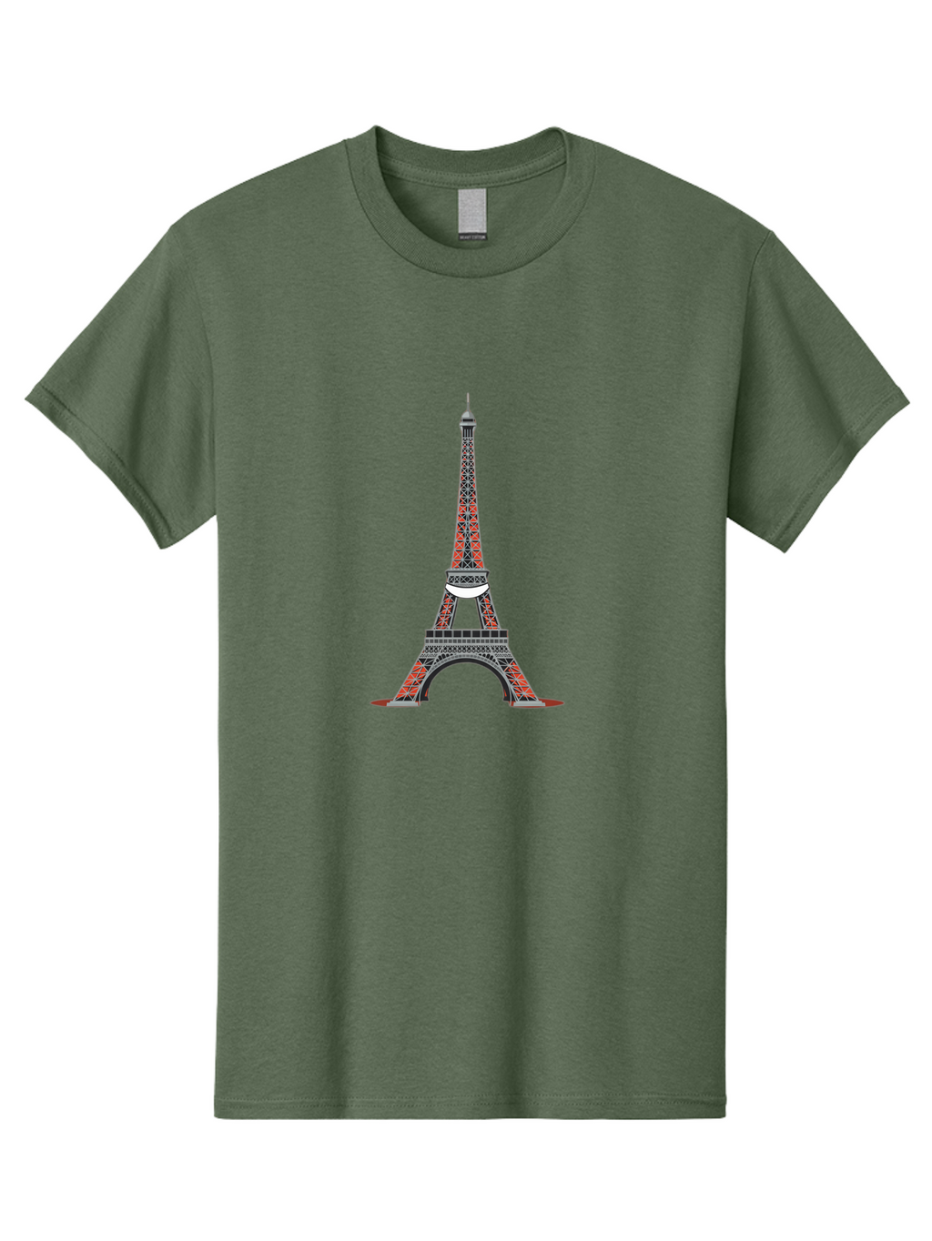 Eiffel-Tower Men'S Graphic Tee, 100% Cotton, Comfortable Casual Summer Wear, Machine Washable, Iconic Landmark, Parisian Architecture, French Culture, Iron Latticework, Red And Black Design, Tourist Attraction, Cityscape, Famous Monument, Bad076
