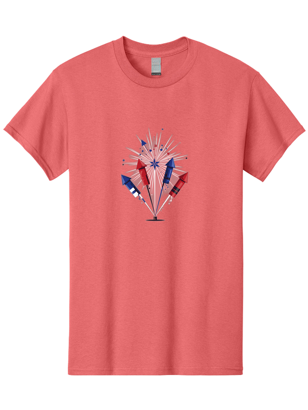 Fireworks-1 Men'S Graphic Tee, 100% Cotton, Comfortable Casual Summer Wear, Machine Washable, Fireworks Explosion, Colorful Rockets, Festive Atmosphere, Celebration, Red White And Blue, 4Th Of July, Patriotic Theme, Bursting Fireworks, Bad092
