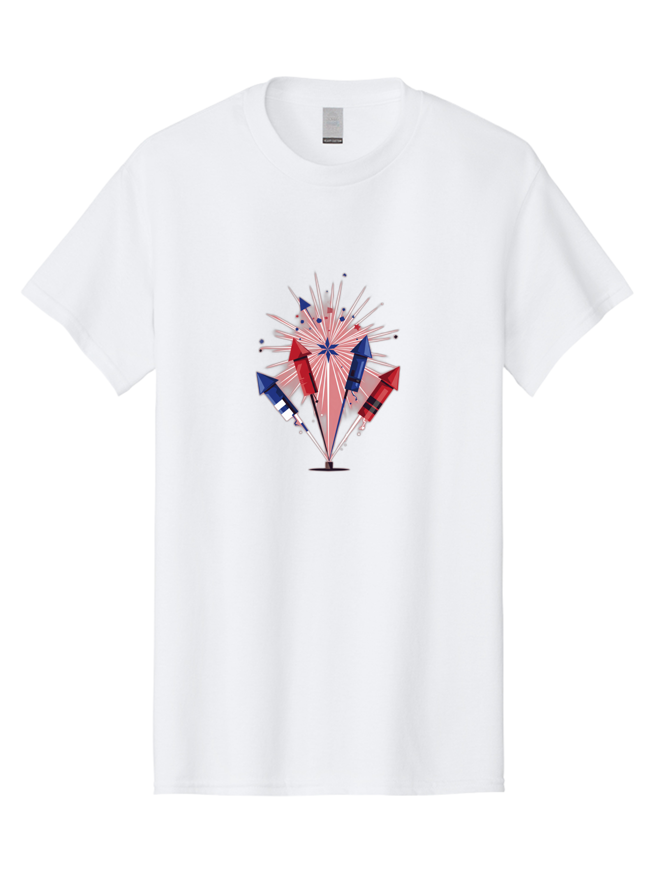 Fireworks-1 Men'S Graphic Tee, 100% Cotton, Comfortable Casual Summer Wear, Machine Washable, Fireworks Explosion, Colorful Rockets, Festive Atmosphere, Celebration, Red White And Blue, 4Th Of July, Patriotic Theme, Bursting Fireworks, Bad092