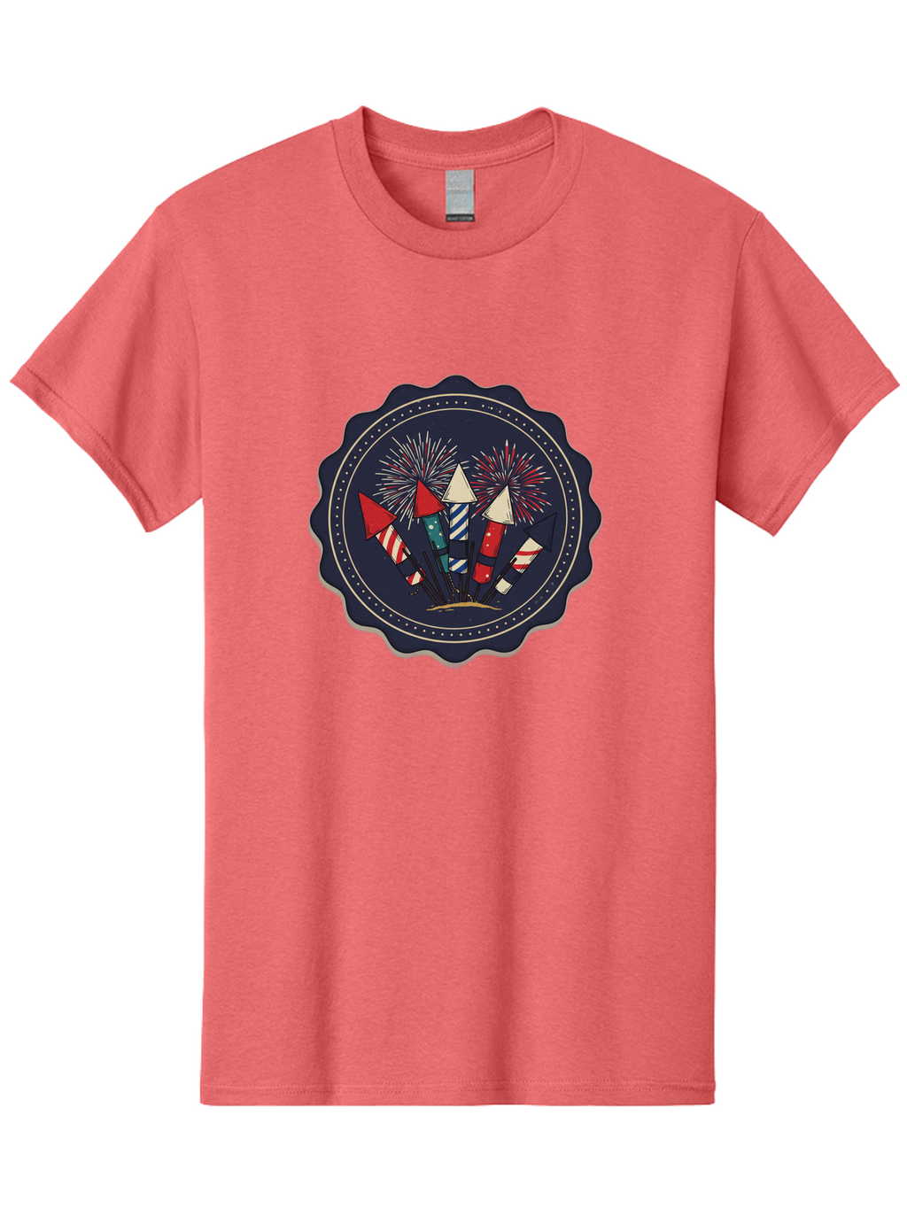 Fireworks-Icon Men'S Graphic Tee, 100% Cotton, Comfortable Casual Summer Wear, Machine Washable, Fireworks Explosion, Festive Celebration, Party Decorations, Colorful Display, Explosive Bursts, Vibrant Colors, Celebratory Theme Bad093