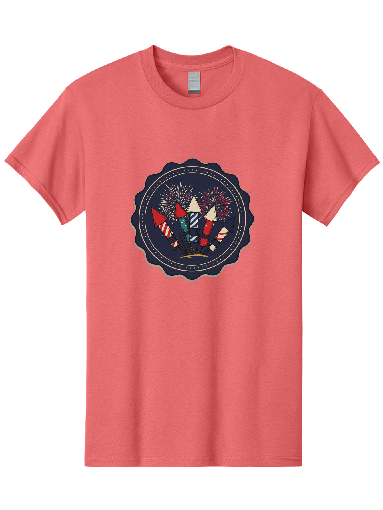 Fireworks-Icon Men'S Graphic Tee, 100% Cotton, Comfortable Casual Summer Wear, Machine Washable, Fireworks Explosion, Festive Celebration, Party Decorations, Colorful Display, Explosive Bursts, Vibrant Colors, Celebratory Theme Bad093